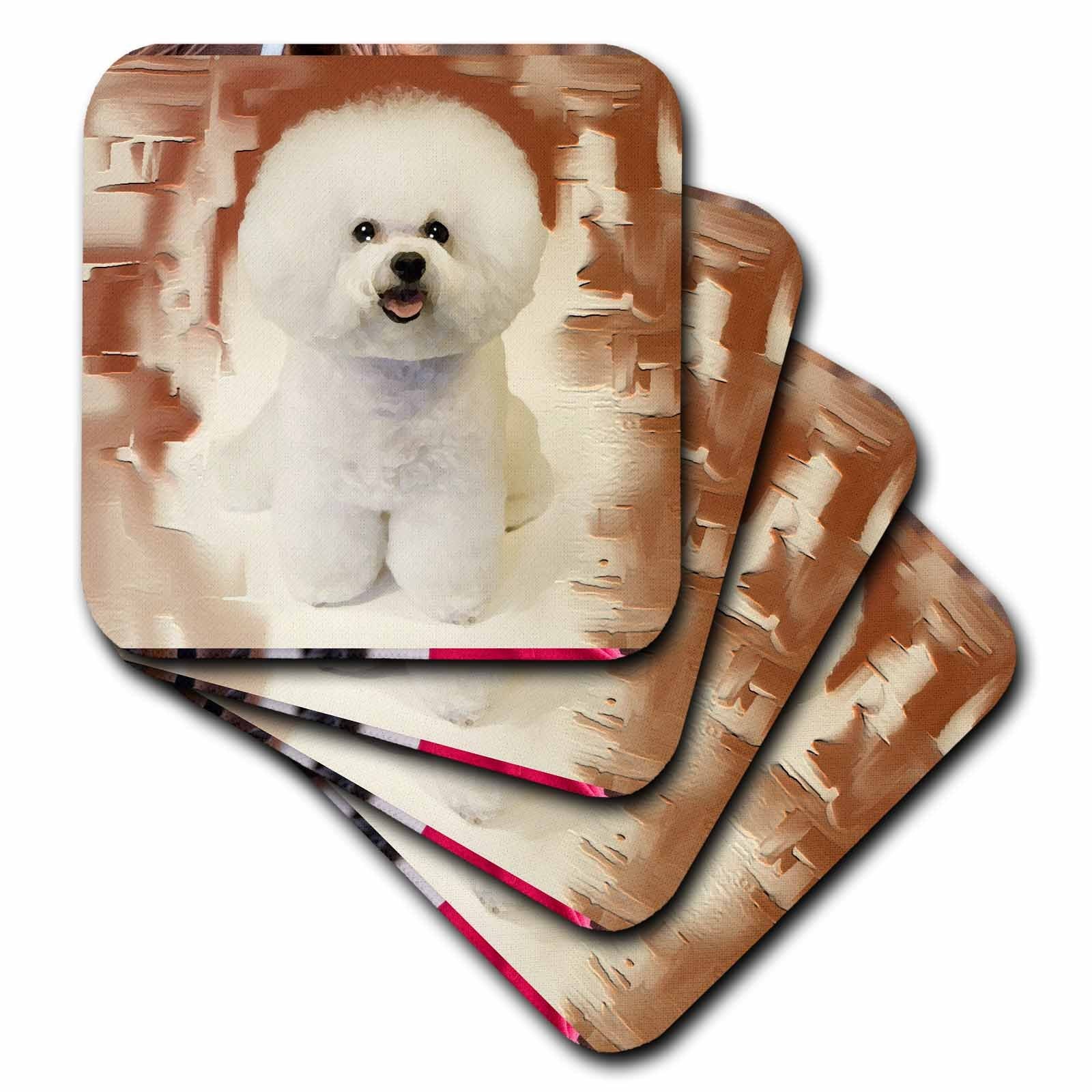 3Drose Cst_4407_2 Bichon Frise Soft Coasters, Set Of 8