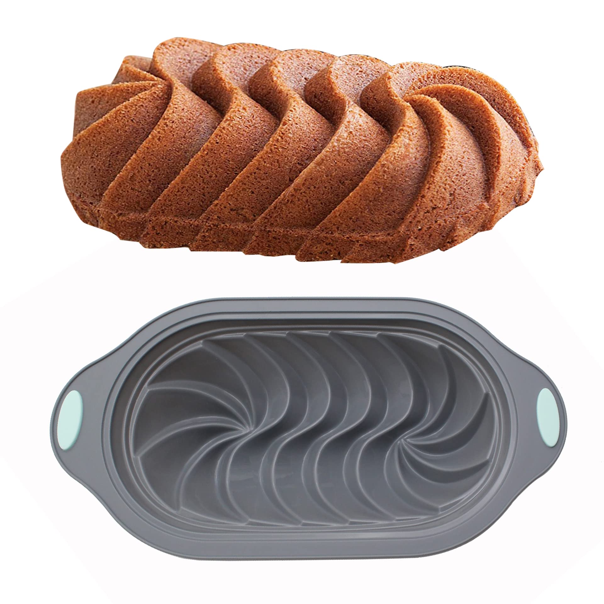 Zicobox Food Grade Steel Ring Silicone Toast Cake Tray Cake Bread Baking Molds,Rectangle Cake Mold Screw-Thread 3D Cake Mold Bak