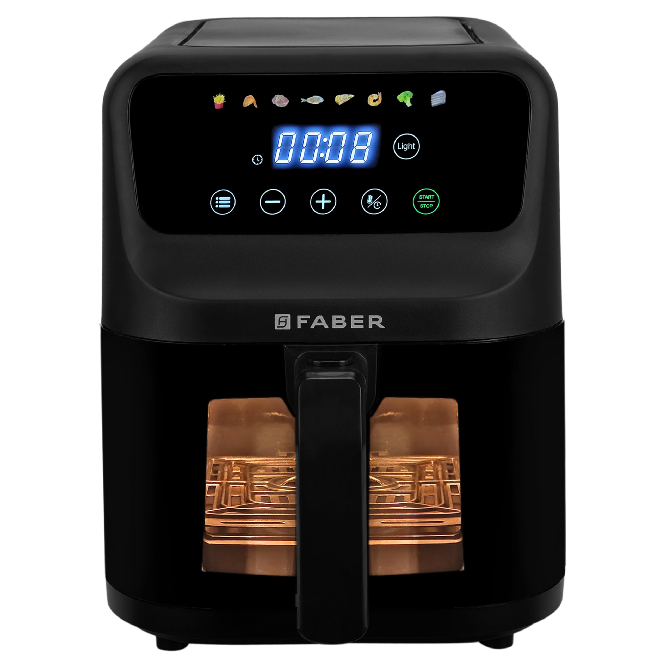 Faber 6L 1500W Digital Air Fryer | Fry, Bake, Roast | 85% Less Oil, 200C Swirl Heating Technology |8-Preset Menu|View Window|Tou