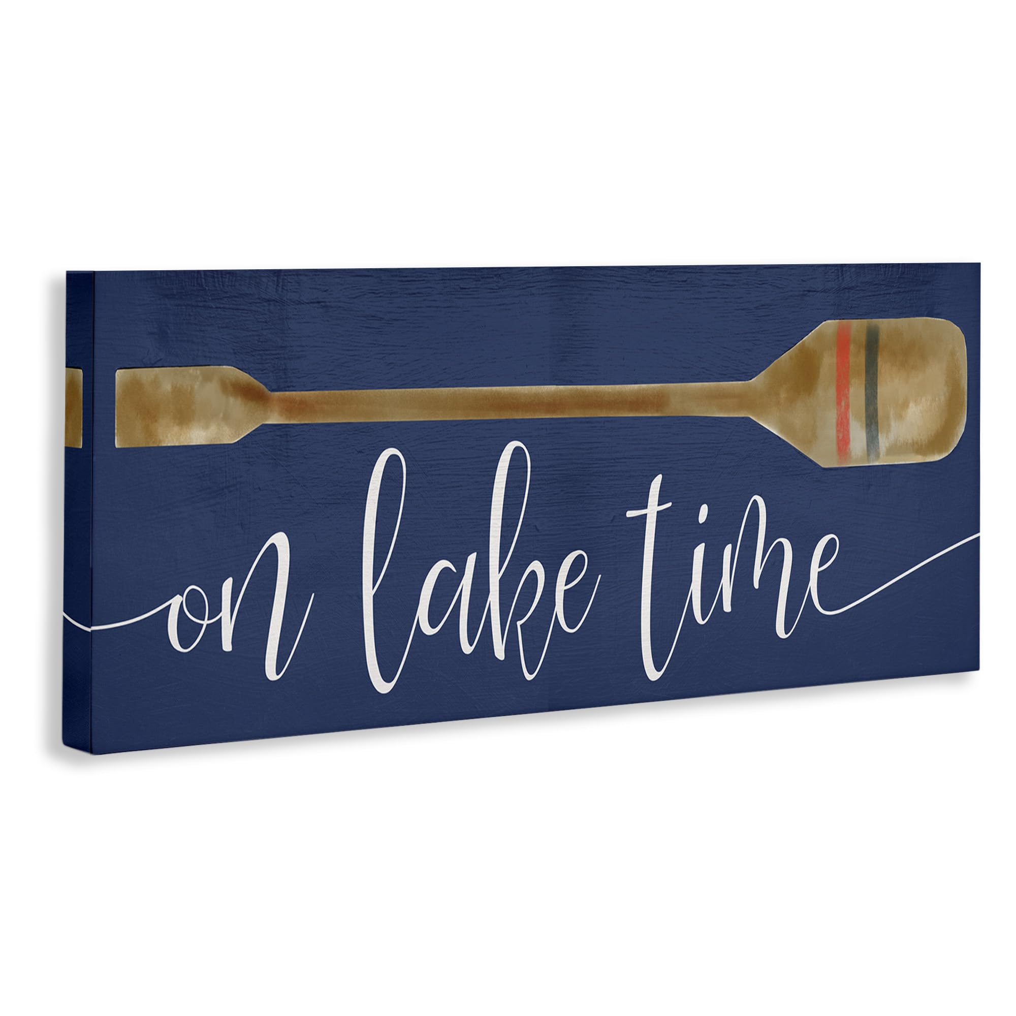 Stupell Industries On Lake Time Phrase Boat Oar Over Blue Canvas Wall Art Design By Daphne Polselli