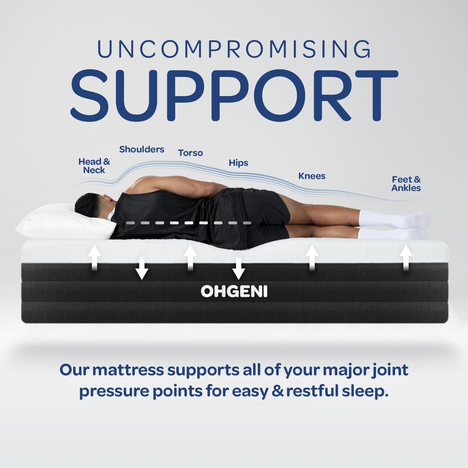 Ohgeni 10 Inch Queen Size Mattress, Cooling Gel Memory Foam Bed Mattresses In A Box, Cool Touch Surface, Medium Feel, Ergonomic