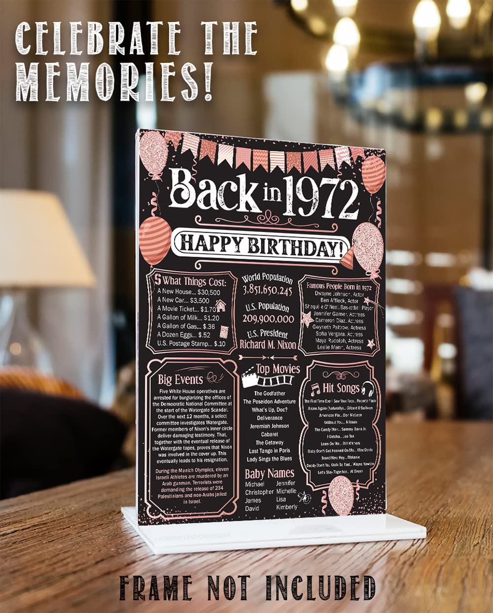 53rd Birthday Party Decorations for 53rd Birthday (Fifty-three) - Remembering The Year 1972 - Party Supplies - Gifts for Men and