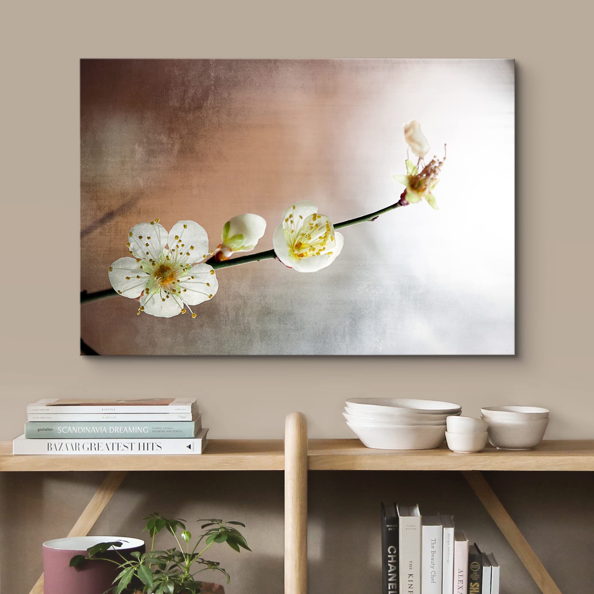 Wall26 Canvas Print Wall Art White Cherry Blossom Closeups Floral Nature Photography Realism Bohemian Scenic Relax/Calm Cool For