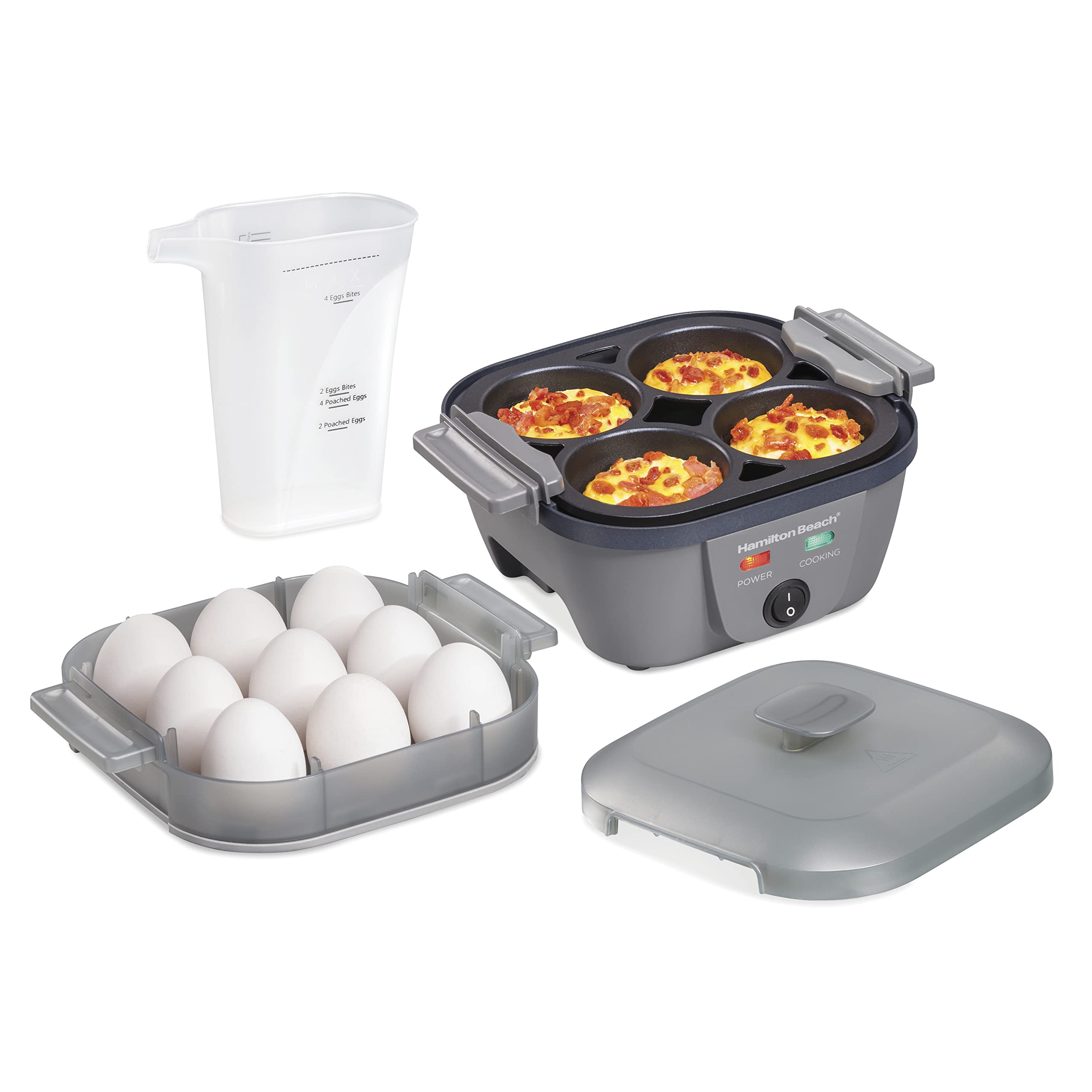 Hamilton Beach 6-In-1 Electric Egg Cooker For Hard Boiled Eggs, Sous Vide Style Egg Bite Maker And Poacher, 5.25    Non-Stick Sk