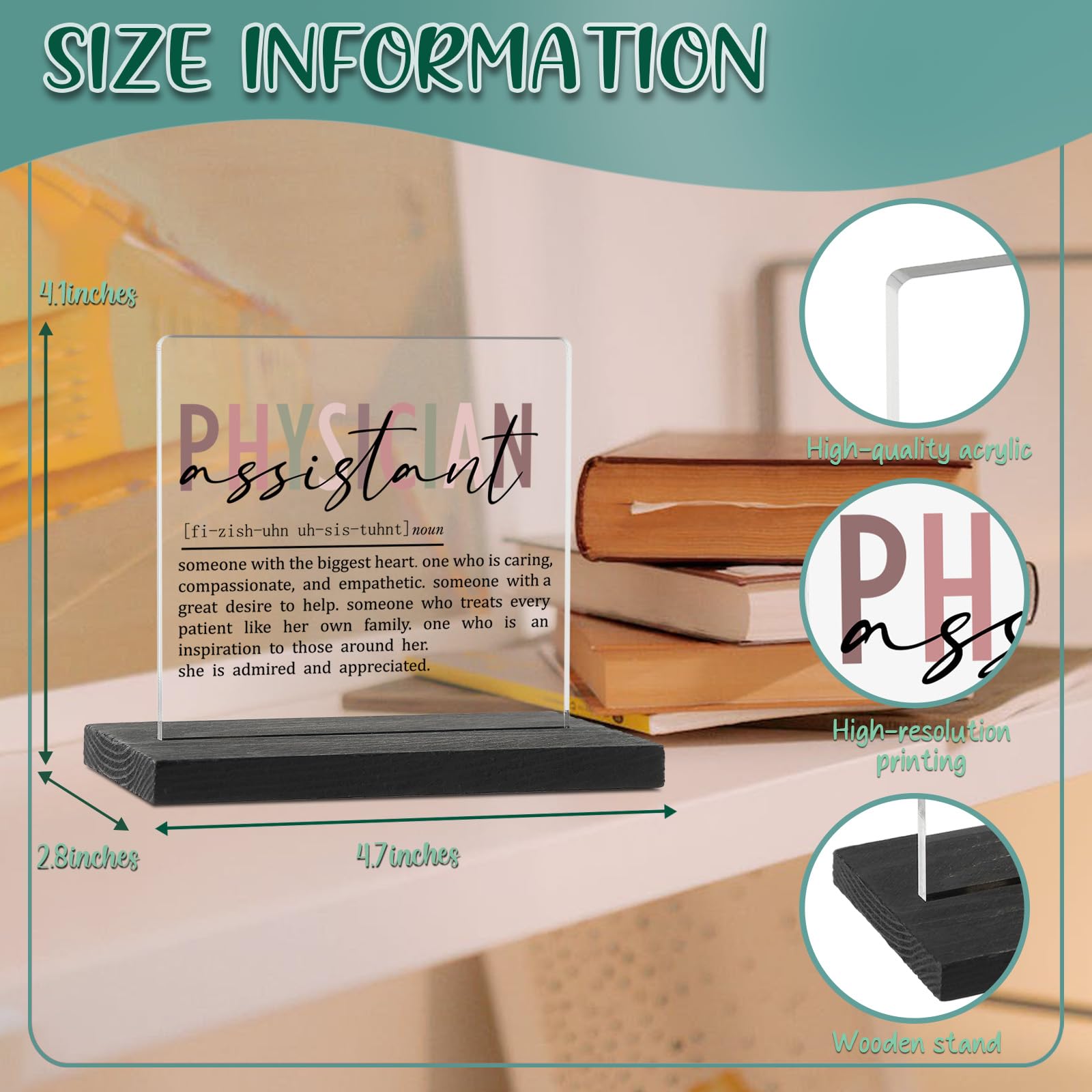 Physician Assistant Appreciation Gifts for Women Men Clear Desk Decor Signs, Physician Assistant Day Gifts for PA Graduation Fut