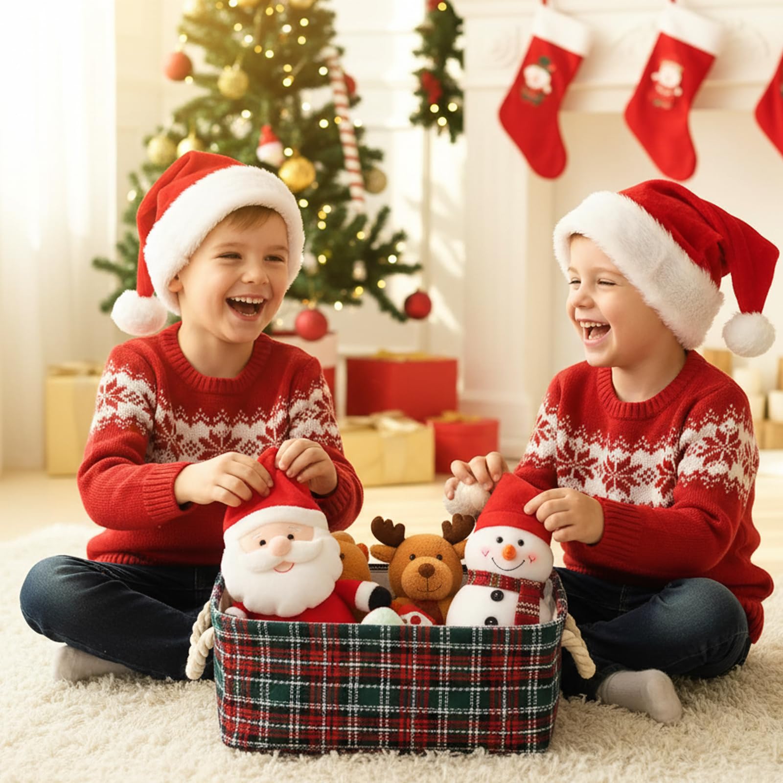 INough Christmas Baskets for Gifts Empty Red Christmas Gift Basket with Handles Christmas Bags Red Basket for Gifts Empty Collap