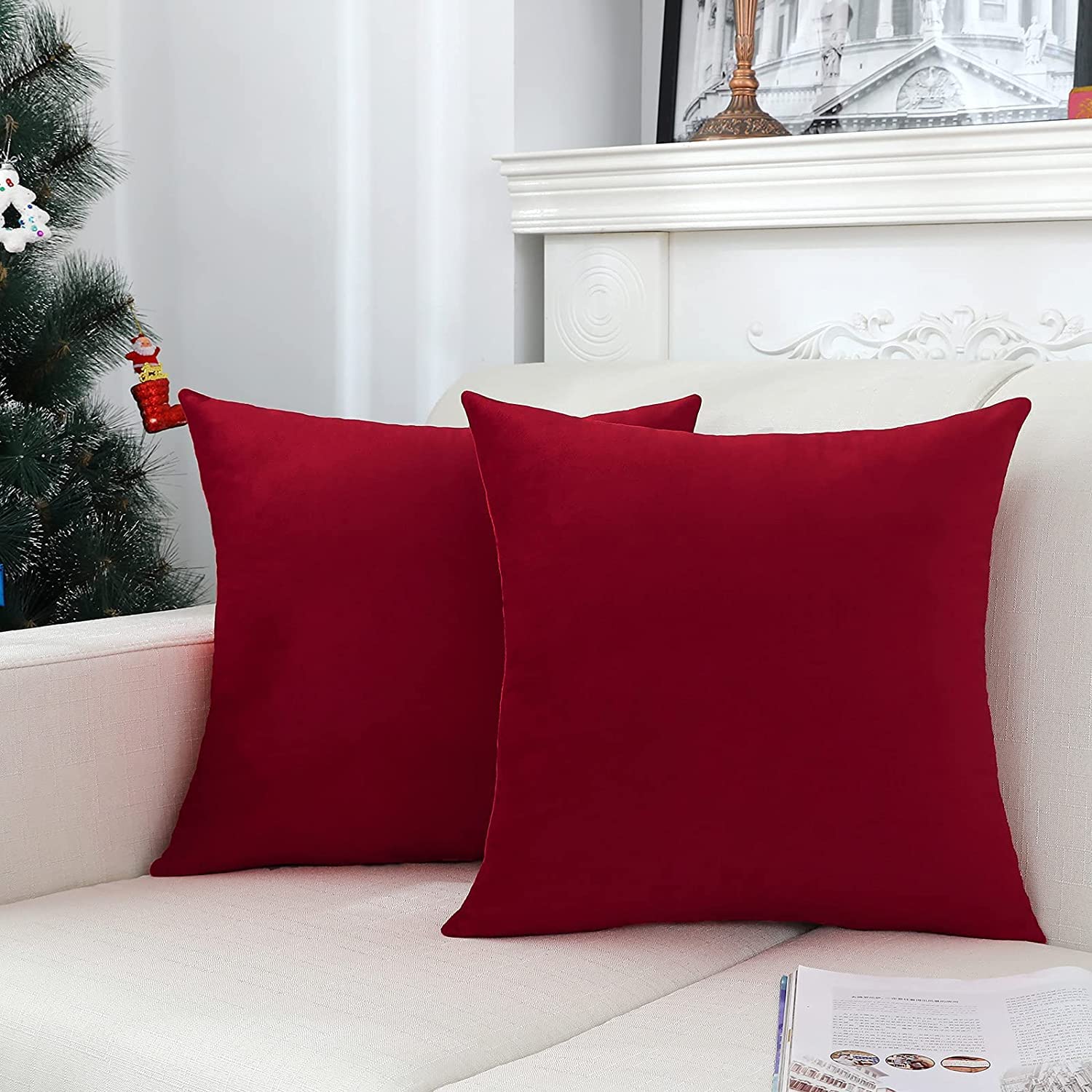 The Purple Tree Cushion Cover For Living Room Sofa (Pack Of 2, 16X16 Inch, Dark Red) Christmas Theme Cushion Cover, Sofa Christm