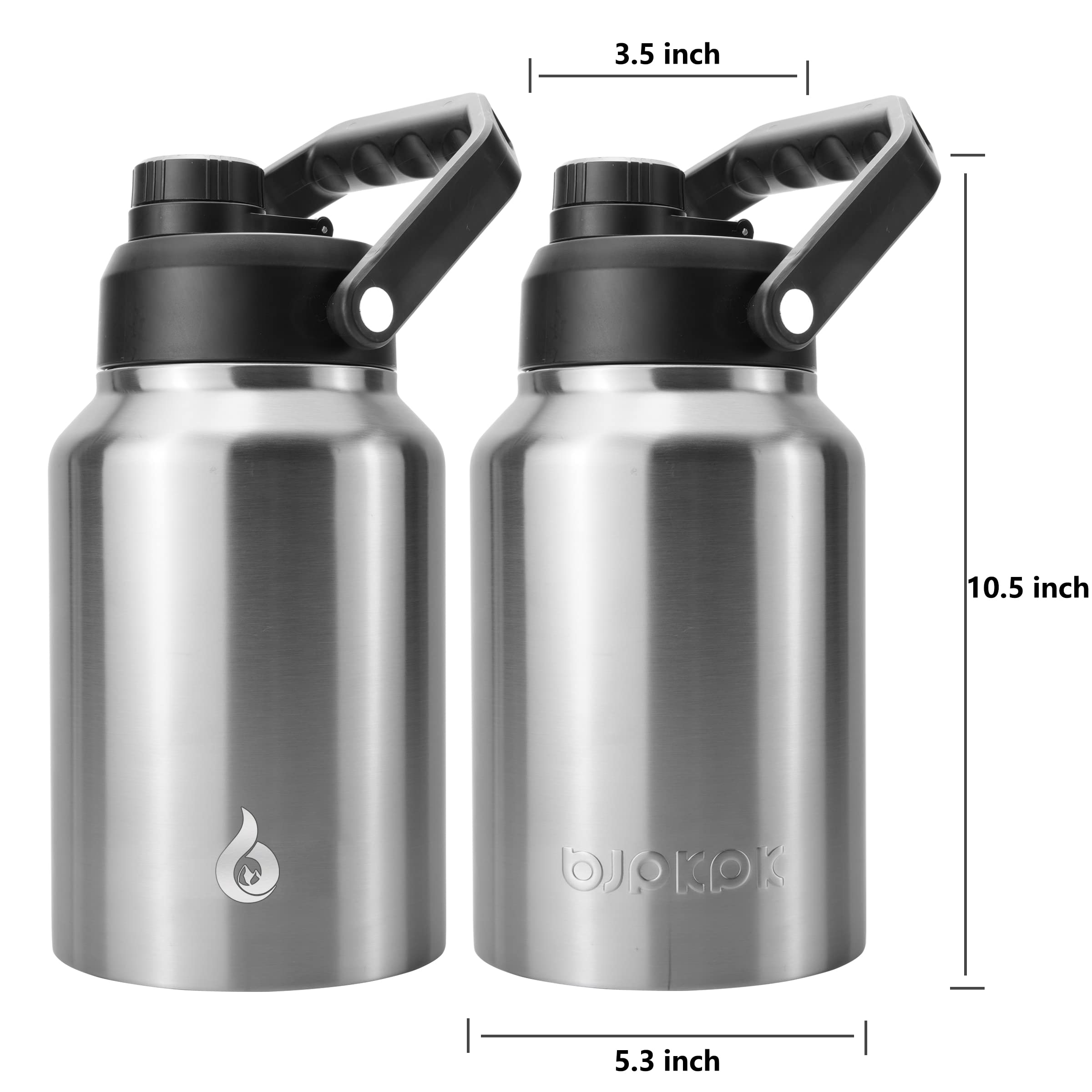 BJPKPK Insulated Water Bottle 64 oz, Stainless Steel, BPA Free, Ergonomic Handle, Dishwasher Safe, Leak Proof