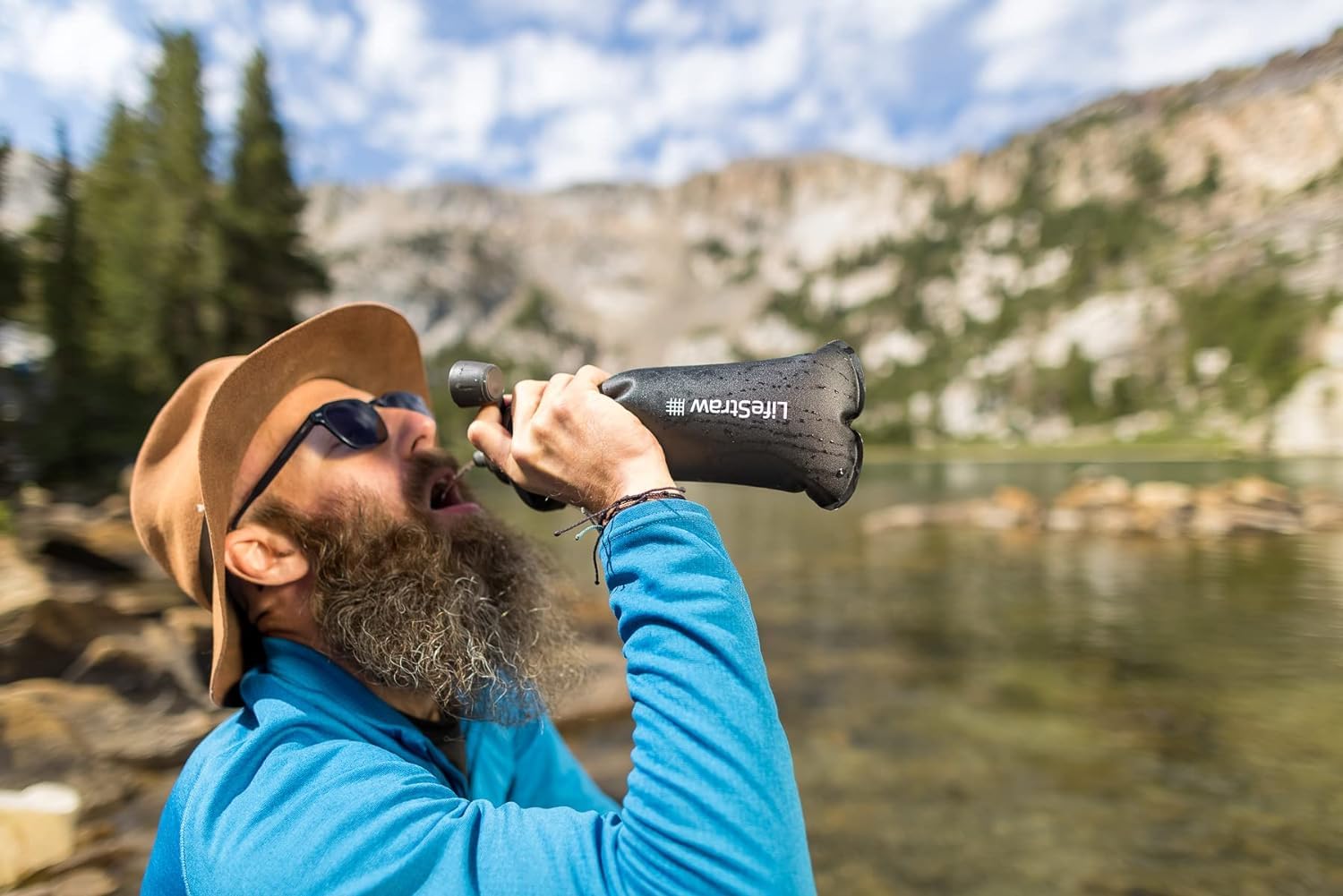 Lifestraw Peak Series - Collapsible Squeeze Bottle Water Filter System - 1L For Trail Running, Camping, Hiking, Travel, Cycling,