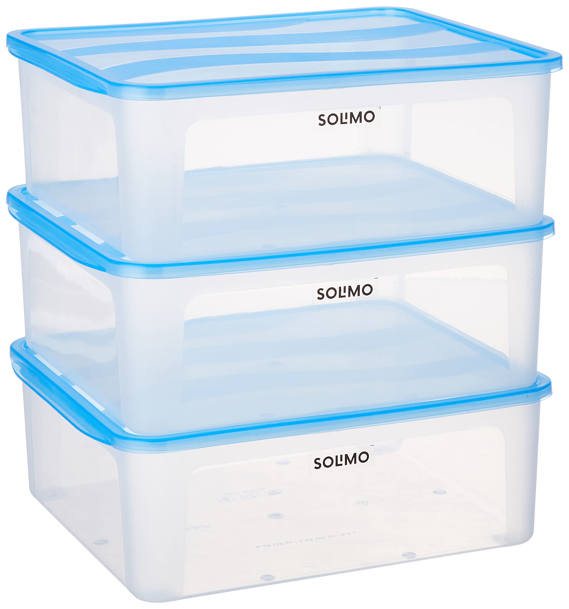 Amazon Brand - Solimo Plastic Fridge Multi Storage Container With Lid (Set Of 3, 8000Ml, Blue)