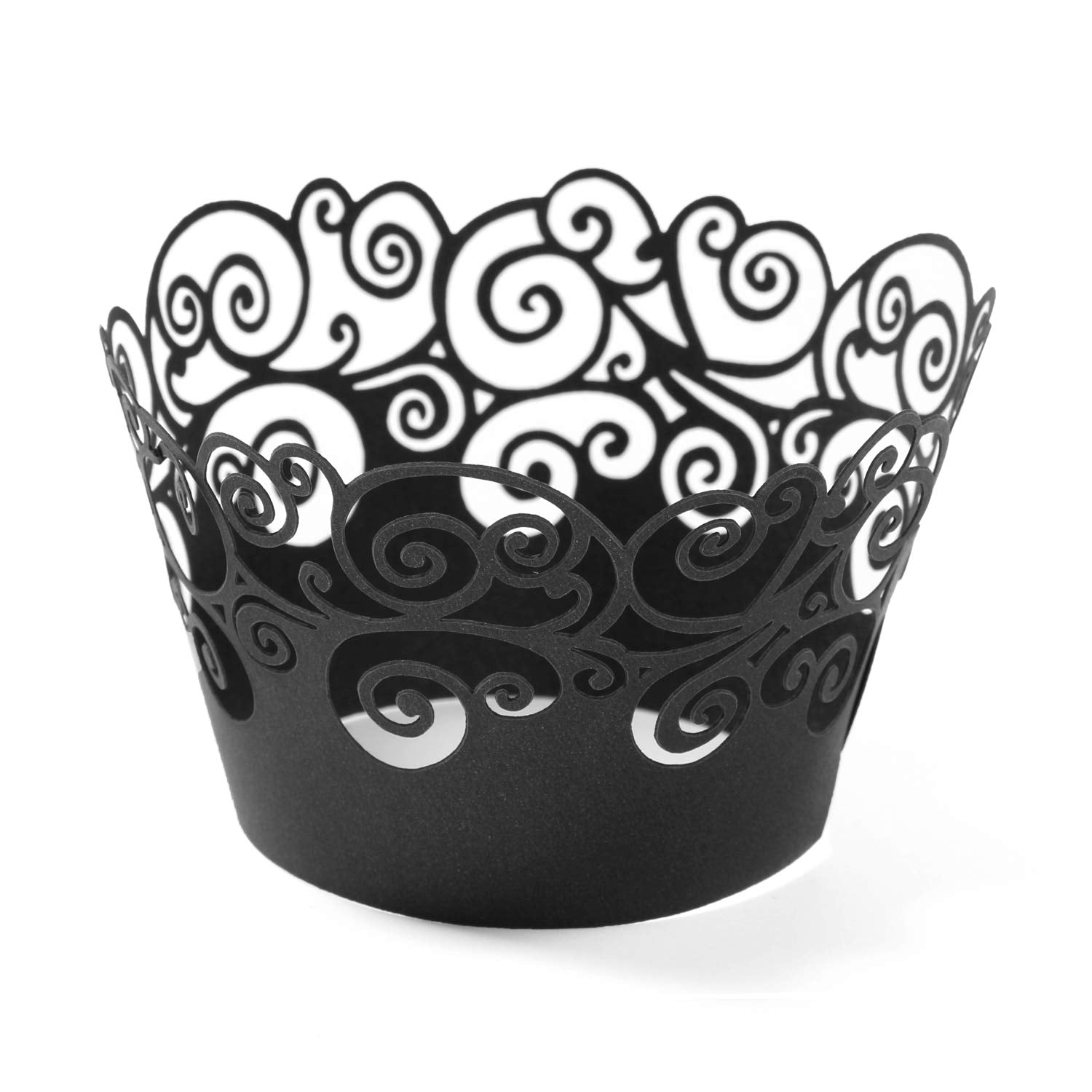 Cupcake Wrappers, Kposiya 100 Pack Cupcake Wraps Filigree Artistic Bake Cake Paper Cup Little Vine Laser Cut Liner Baking Cups M
