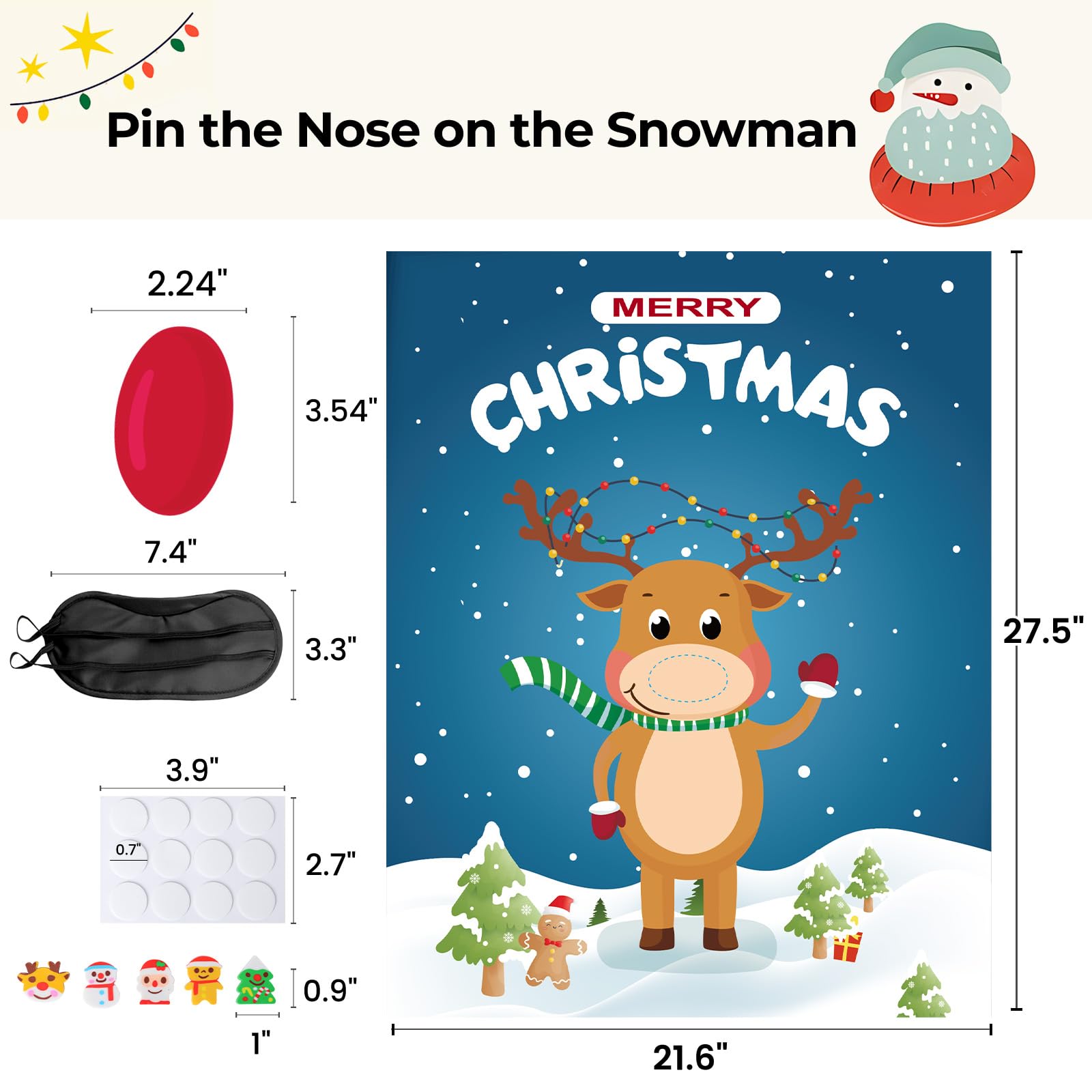 Haunt Couture Christmas Games - Pin The Nose On The Reindeer | Fun For Up To 48 Players | Perfect For Kids | Holiday Party Game