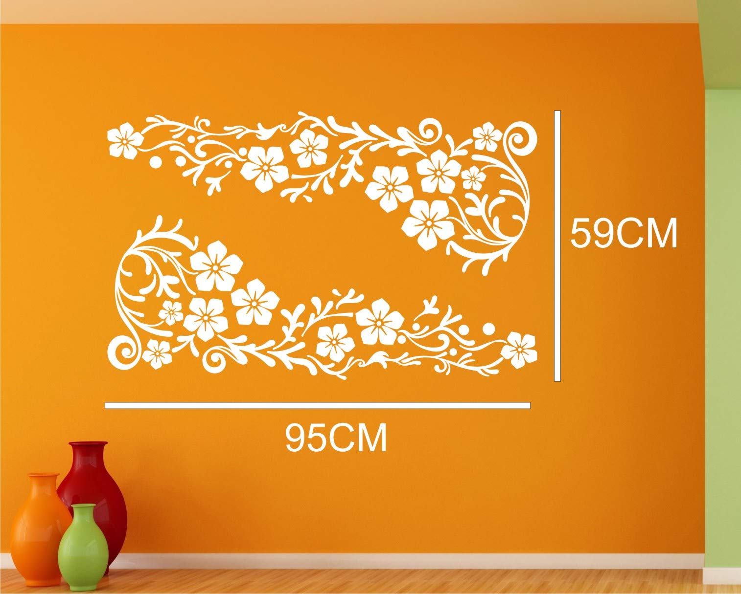 Heaven Decors Vine With Flower Sticker Wall Decal For Bedroom (Pvc Vinyl, Ideal Size On Wall 95 Cm X 75 Cm) White