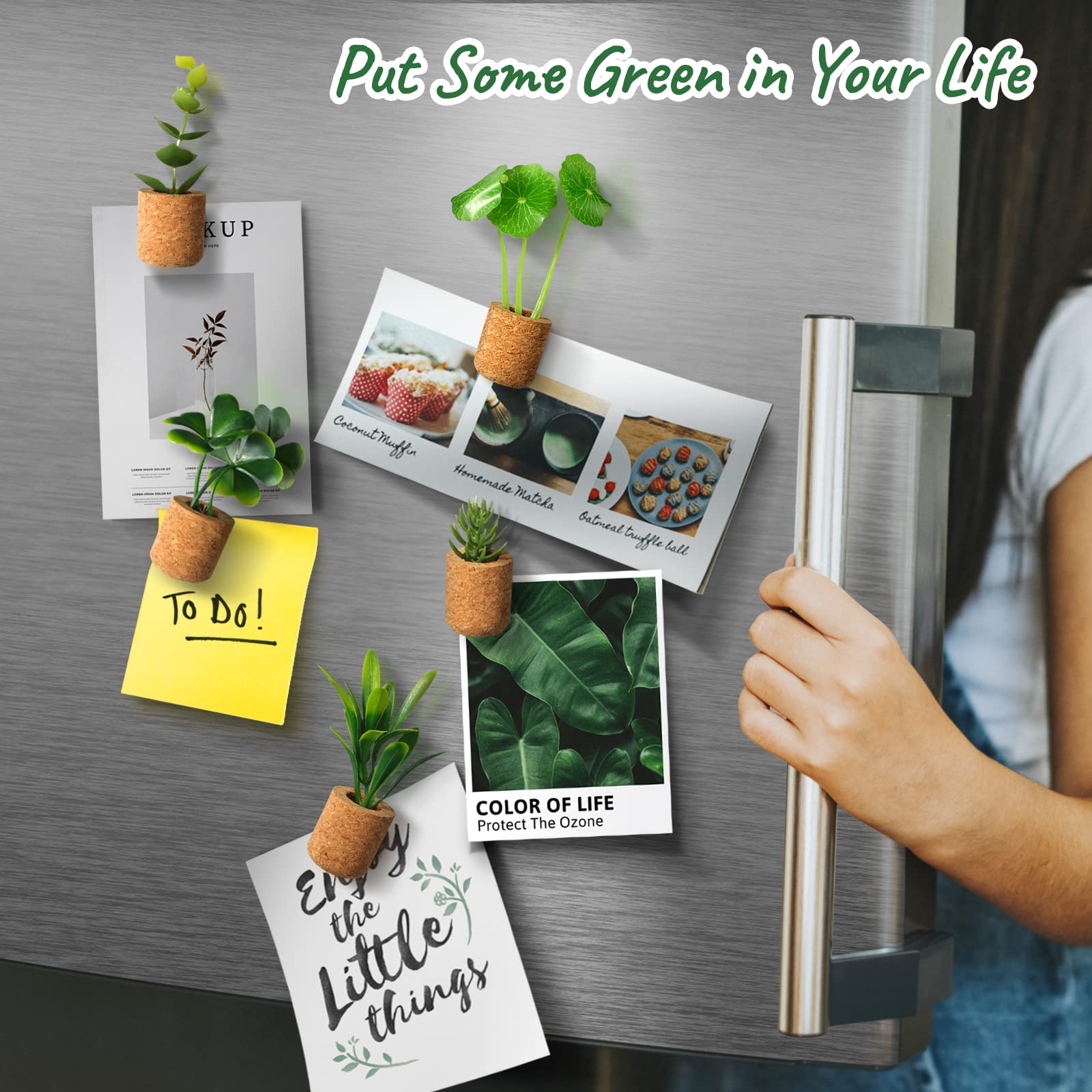 Justdolife Plant Fridge Magnets-Mini Succulent Artificial Plants Refrigerator Magnets Potted Magnet Stickers Cute For Magnet Boa