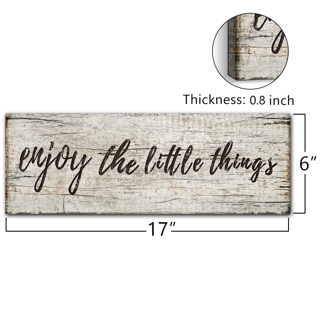 Purple Verbena Art Canvas Wall Decor Sign - Enjoy the Little Things, 6"x17", Framed Rustic Wooden Art for Home, Office, Living Room, Bedroom