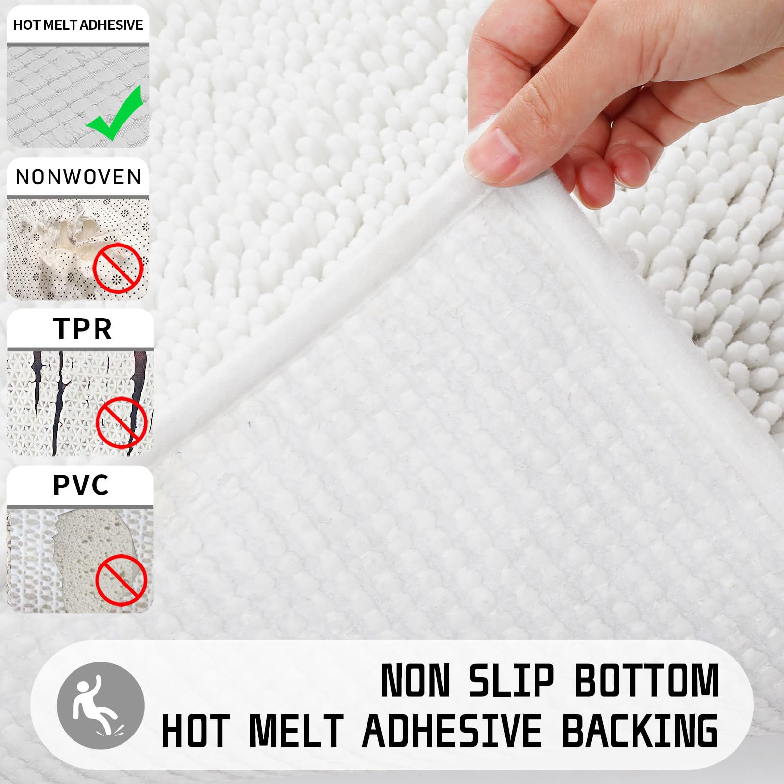 Yimobra Bathroom Rugs, 36'' X 24'', Extra Soft Chenille Bath Rugs, Non-Slip, Water Absorbent, Bath Mats For Bathroom Floor, Mach