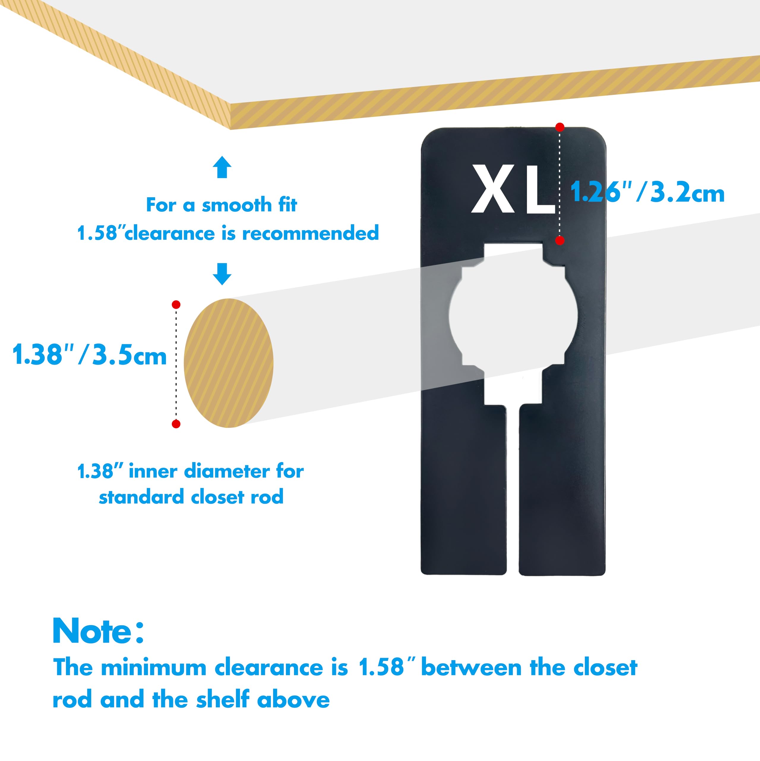 40 Pack Rectangular Black Plastic Clothing Size Closet Rack Dividers Hangers, Preprinted In 8 Sizes Xxs, Xs, S, M, L, Xl, Xxl, X