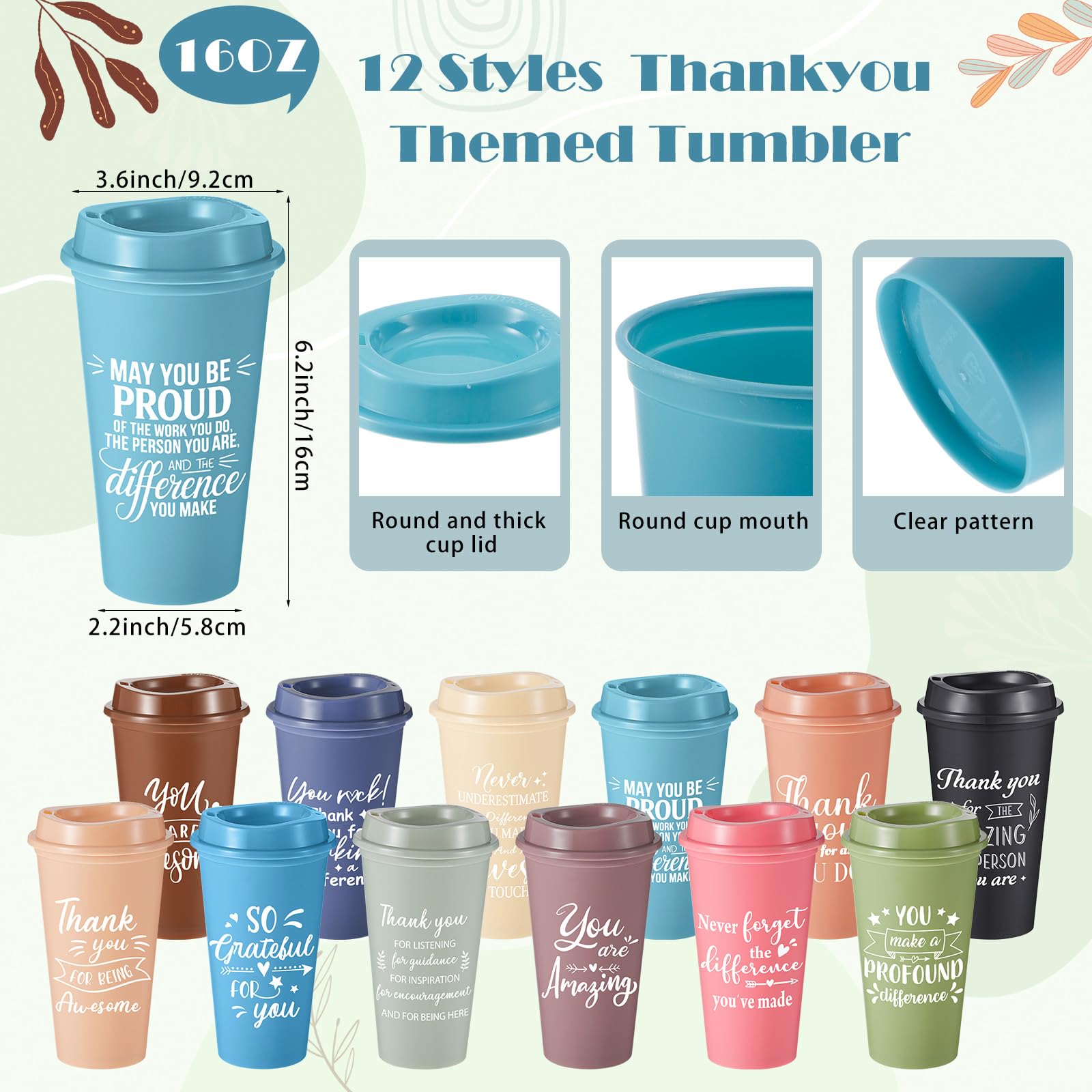 Skylety 12 Set/48 Pcs Employee Appreciation Gifts Bulk Christmas Thank You Gift Set 16 oz Coffee Cups Mini Spiral Notebooks Pens