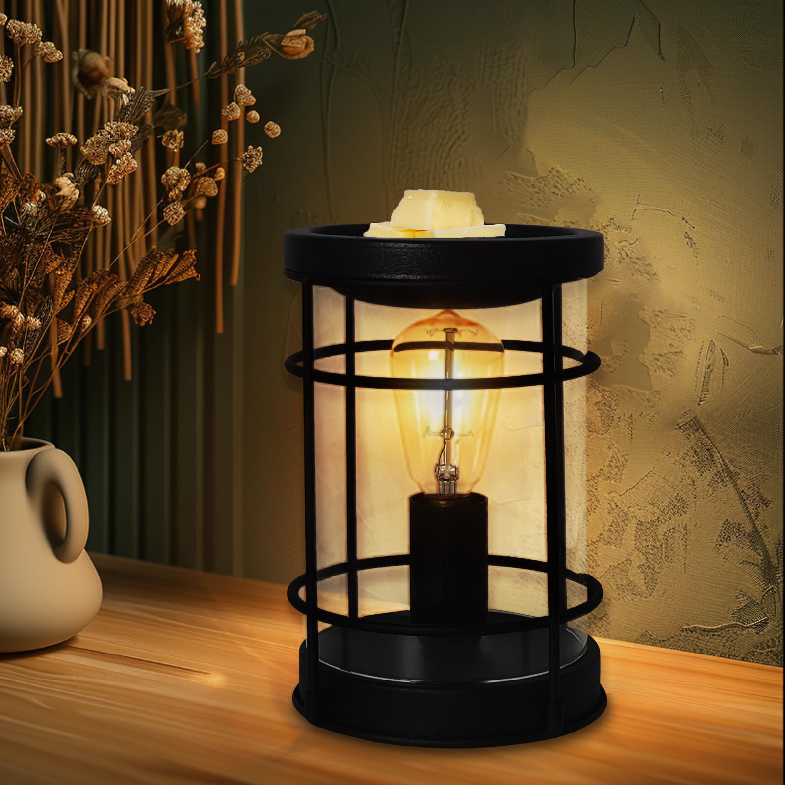 LIFFY Electric Wax Fragrance Warmer - Wax Warmer for Scented Wax - Adjustable Brightness, Regular Shutdown and 2 Edison Bulbs Re