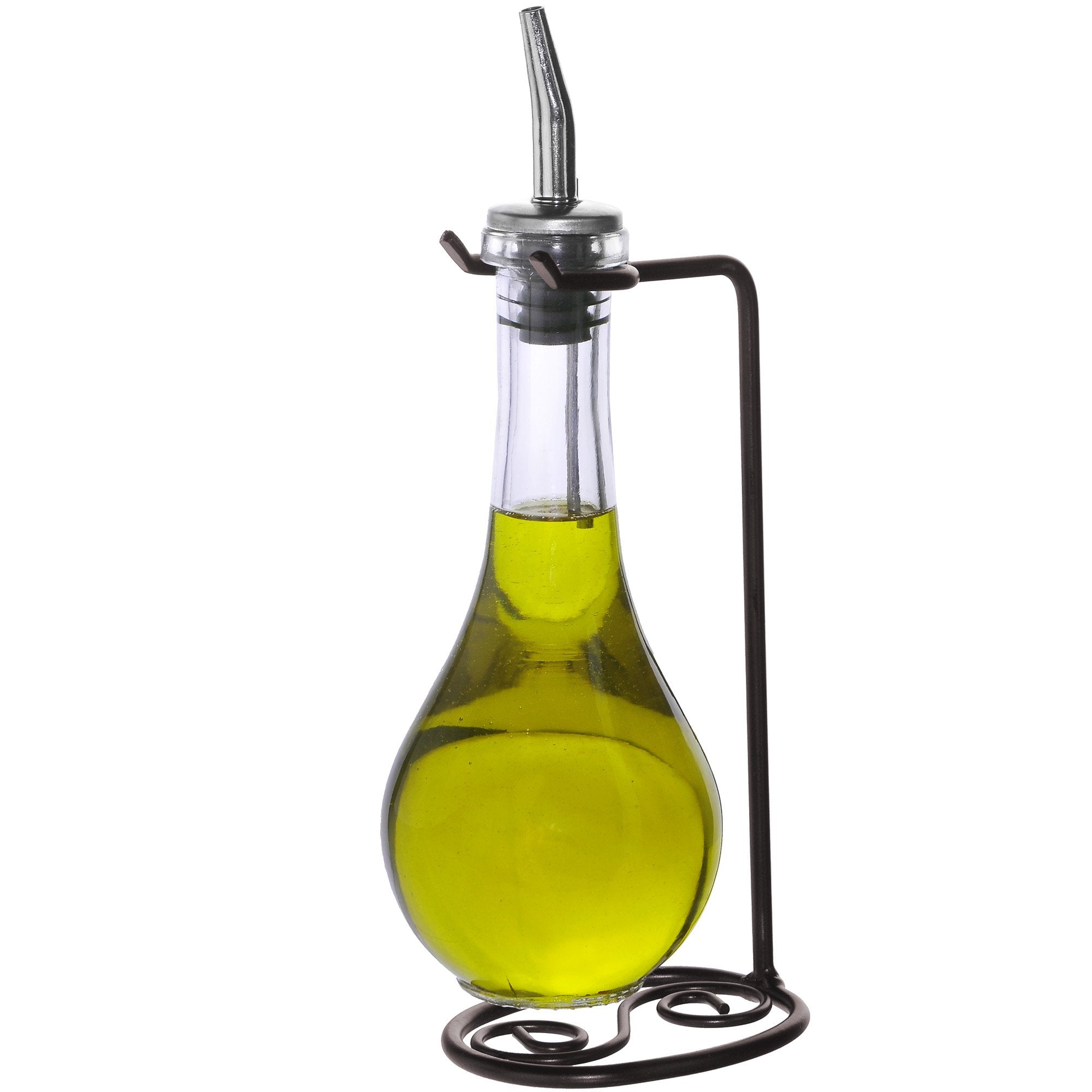 Couronne Company Drop Single Oil & Vinegar Glass Cruet Set w/Stand  8 oz  Clear  1 Piece