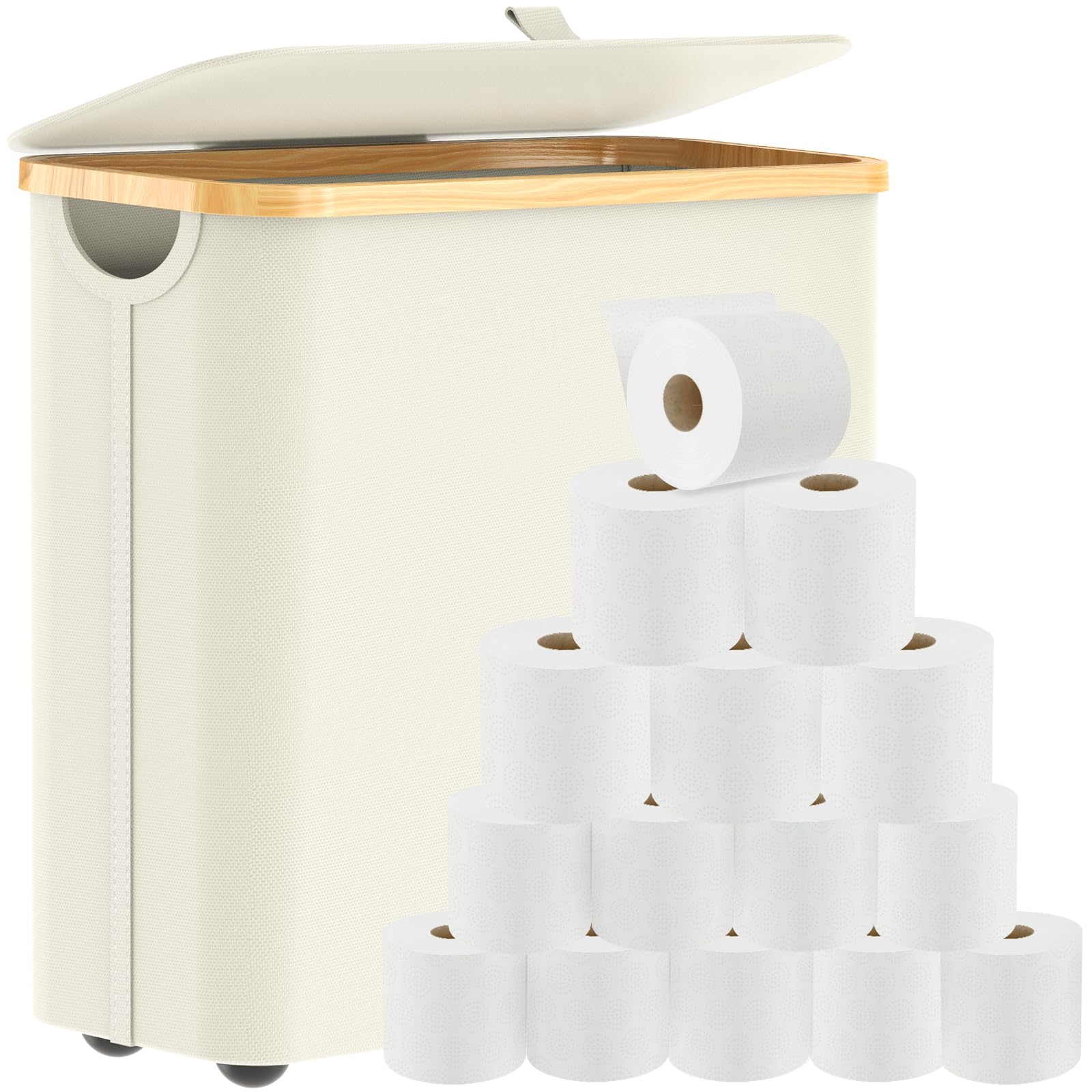 Toilet Paper Storage, 32L Large Toilet Paper Basket Organizer For Bathroom, Toilet Paper Storage Holder Stand With Lid, Footbase