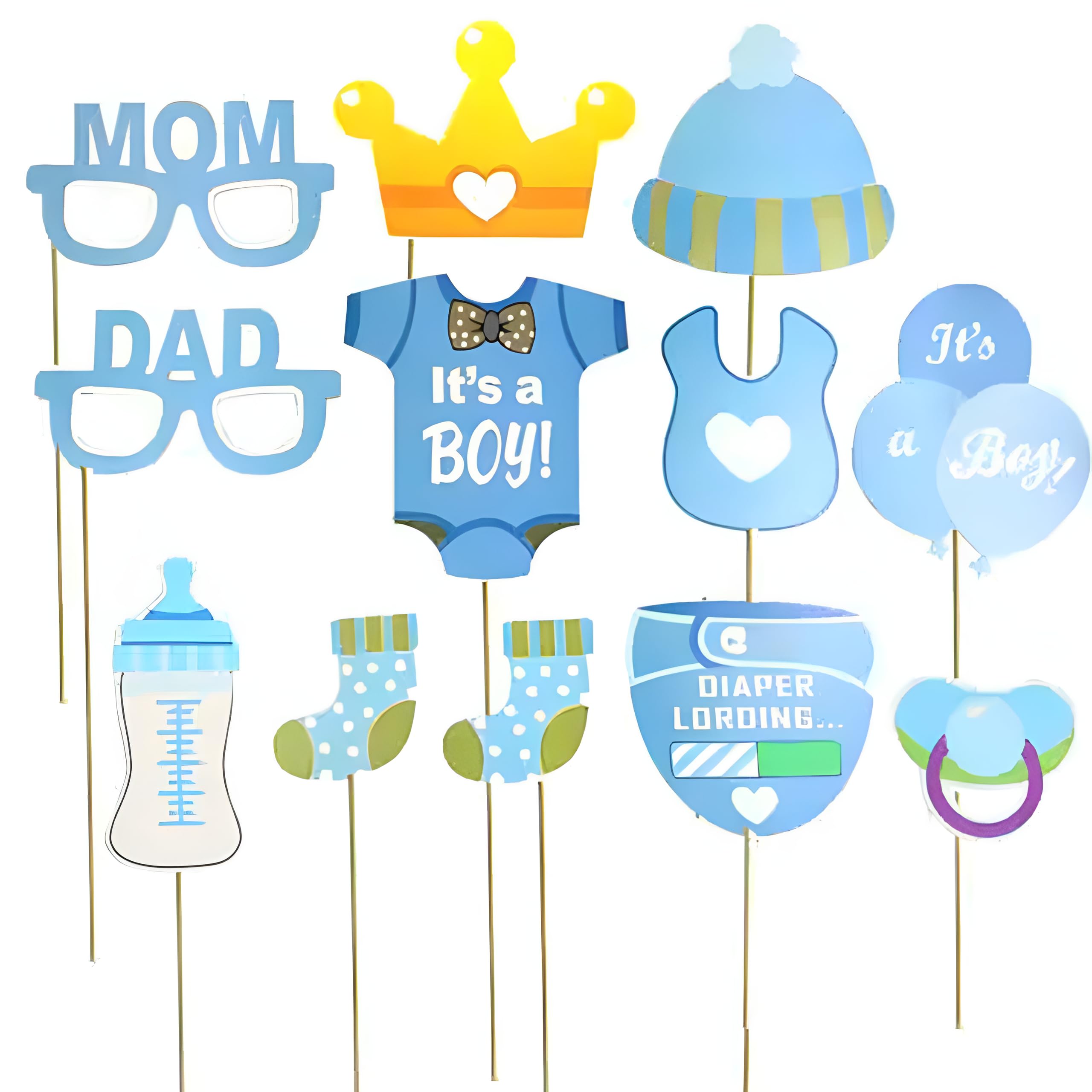 Wanna Party Its a Boy Arrival Photo Booth Props its a Boy Photoprops 12 Pieces  Baby Shower Photoprops, Decorations, Gifts, F