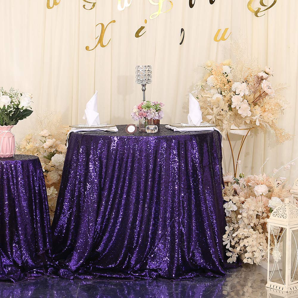Eternal Beauty Sequin Tablecloth,Sparkly Table Cloth For Wedding Party, Christmas Decorations Round Glitter Tablecloth (48'', Pu