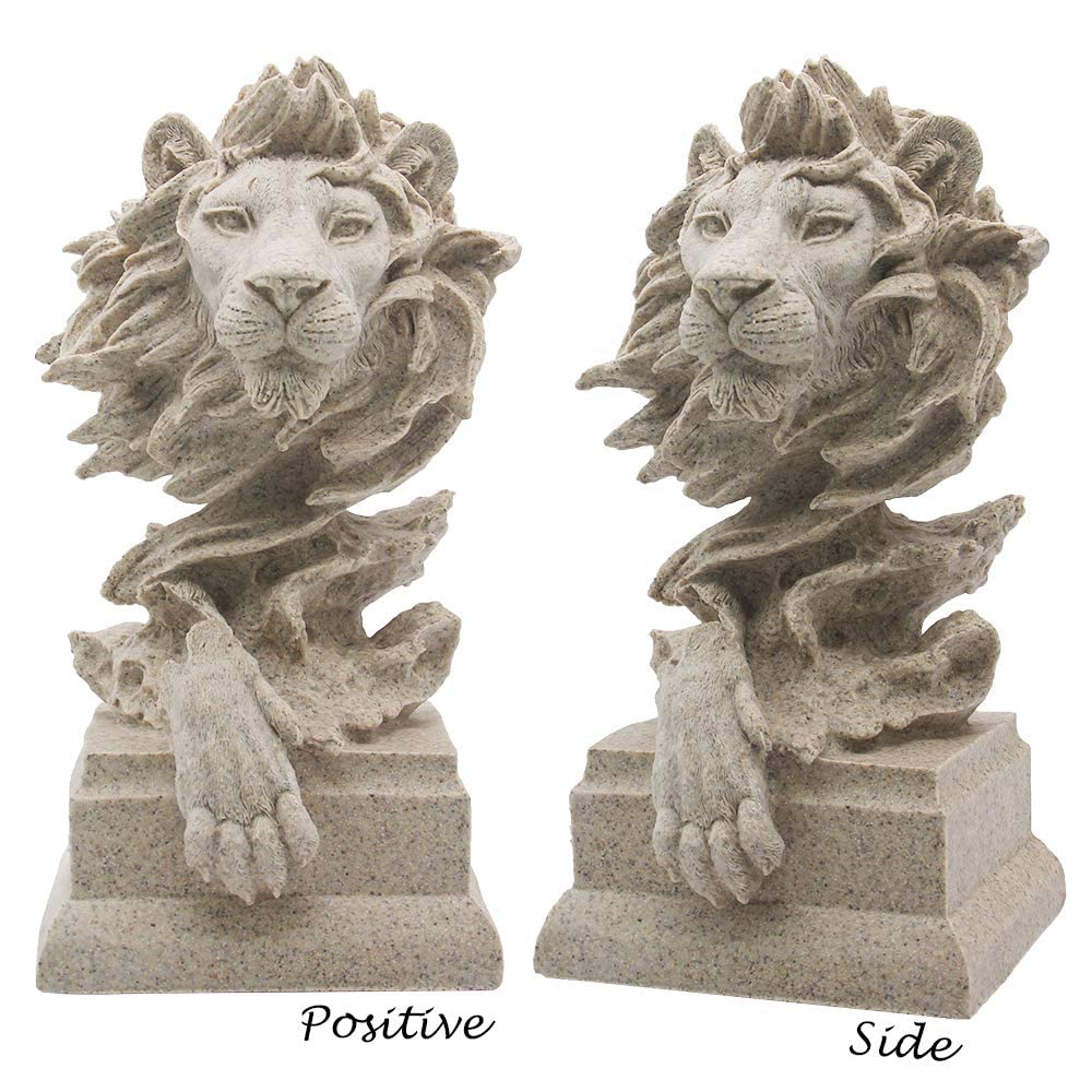 H&W Sandstone Lion - The King of Beasts - Statue Decoration for Home/Study/Living Room, Great Collectible Figurines, Best Gift f