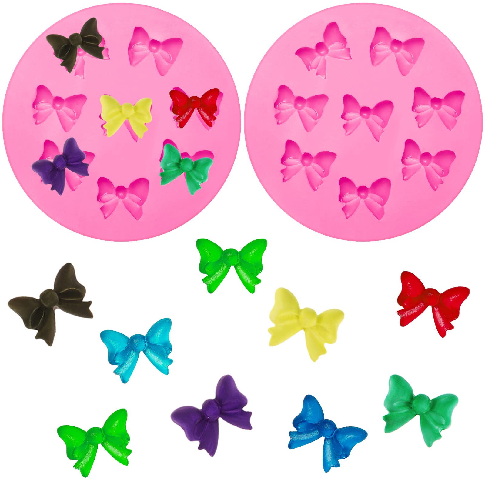 Willbond 2 Pieces Bows Silicone Mould Fondant Sugar Candy Bow Molds Chocolate Candy Baking Molds Bowknot For Birthday Wedding Pa