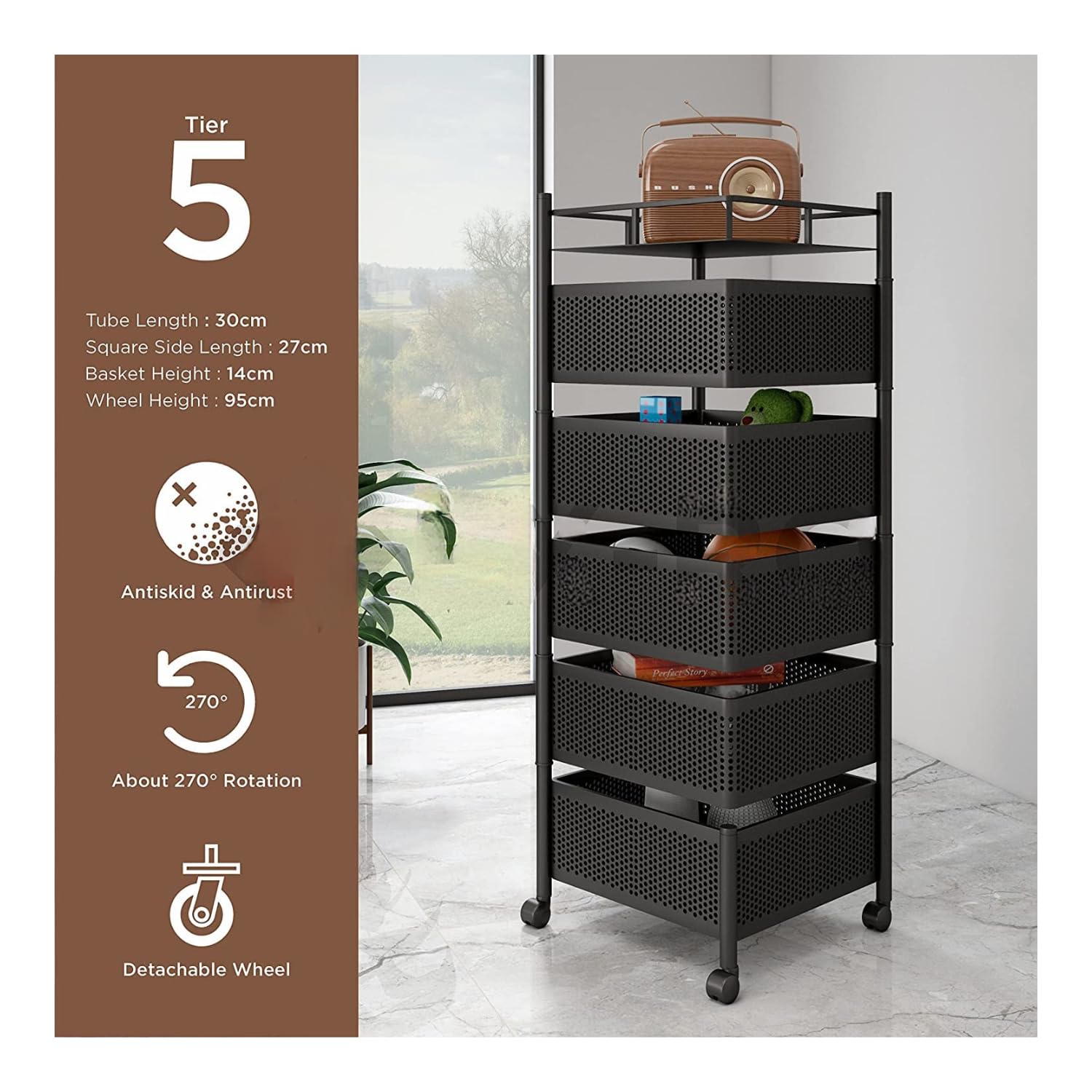 Privesh ABS Plastic&Steel Portable Cutlery Holder For Kitchen Storage Rack Square Design Fruits&Vegetable, Cutlery,Spice,Jars Co