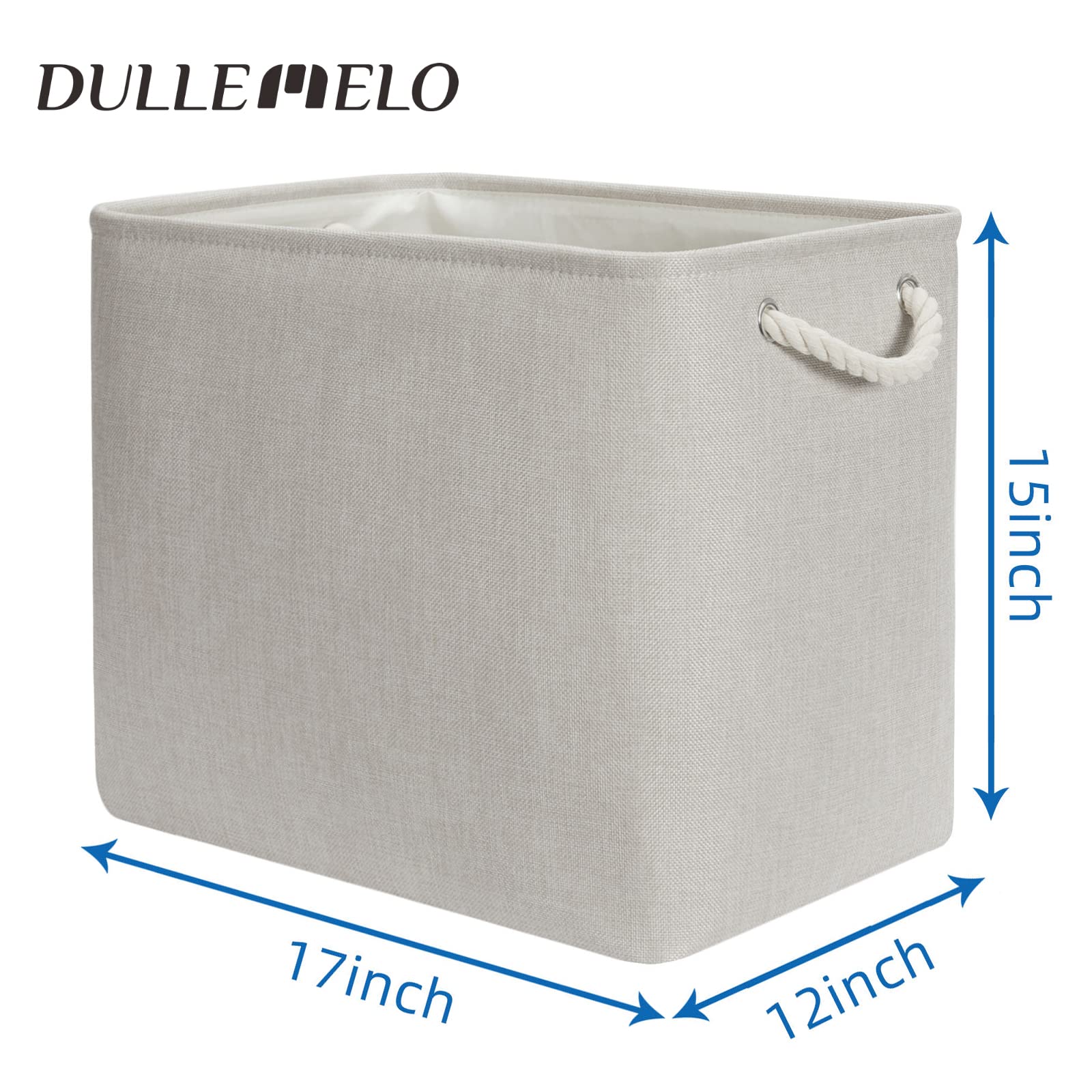 DULLEMELO 2-Pack Large Storage Baskets for Organizing Canvas Fabric Storage Basket Bins With Rope Handles for Shelf Clothes Empty Gift Basket (Beige)