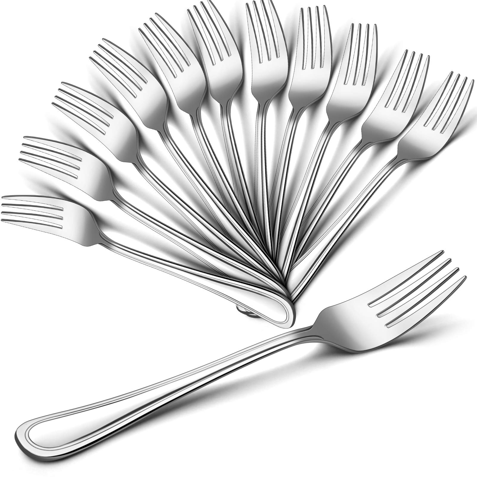 Dinner Forks Set Of 12, E-Far 7.9 Inch Stainless Steel Forks For Home, Kitchen Or Restaurant, Non-Toxic & Mirror Polished, Easy