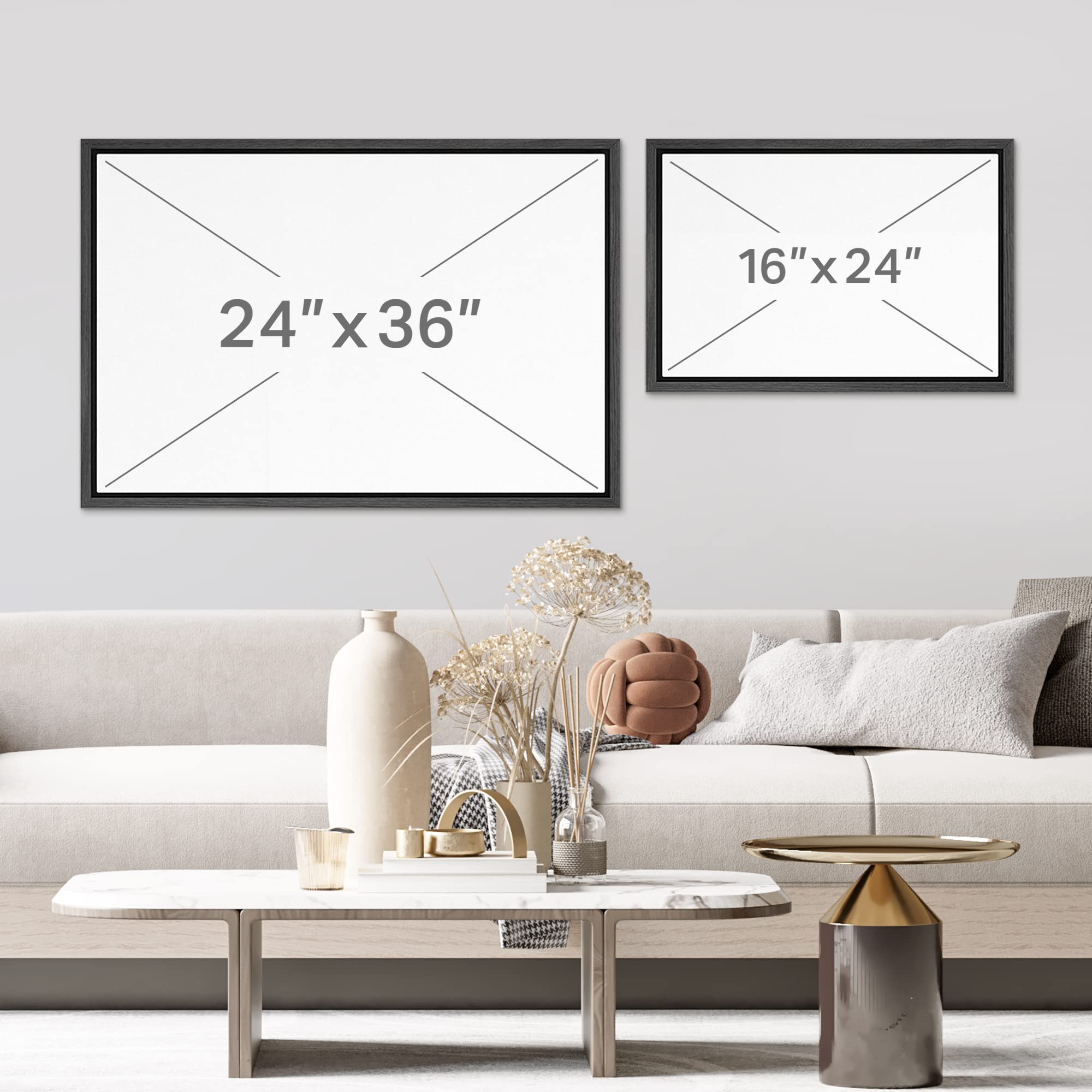 Signford Framed Canvas Print Wall Art Marble Effect Desert Landscape At Night Abstract Wilderness Illustrations Modern Art Rusti