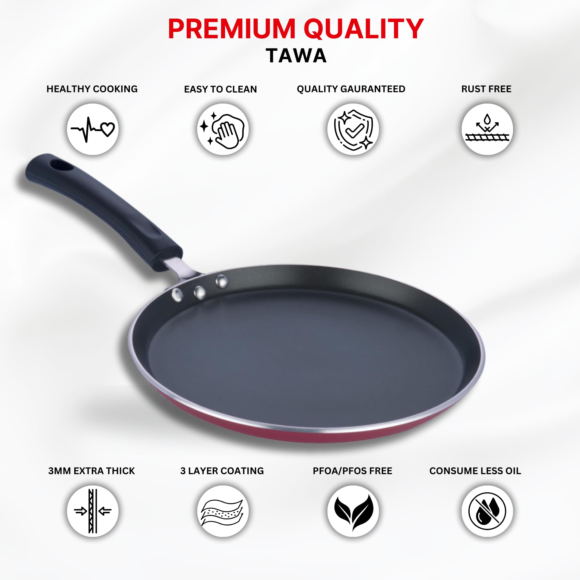 Vinod Zest Non-Stick Induction Compatible Flat Omni Dosa Tawa/Griddle, 11''