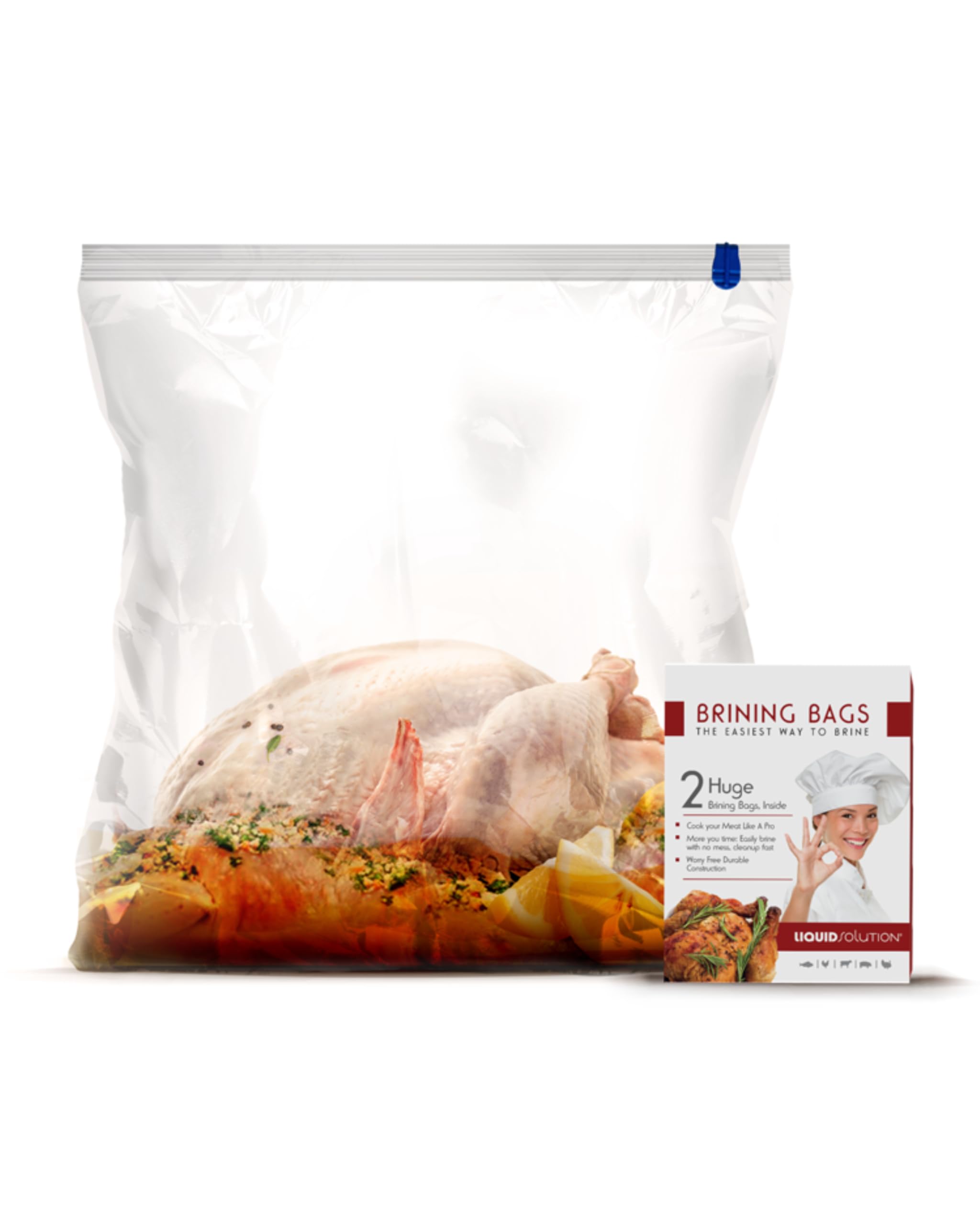 Turkey Brining Bags Set of 2 - Extra Large Holds up to 38lb - 25.5 x 21.5 inches - Heavy Duty with Gusseted Bottom - Double Trac