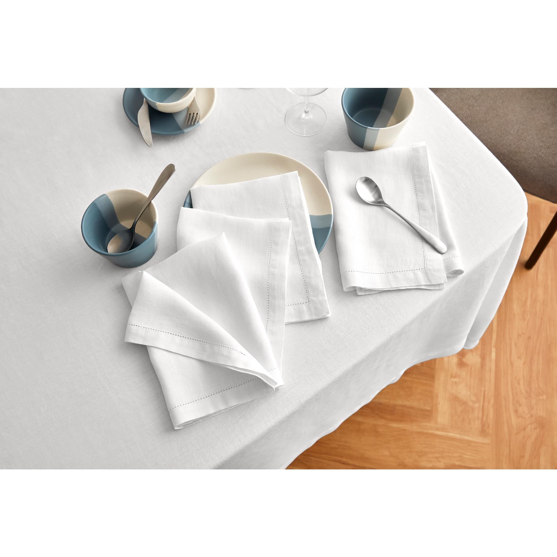 Solino Home White Linen Tablecloth 90'' L X 70'' W Inch - Sonoma, 100% Pure Linen Prewashed Table Cloth For Rectangle Tables - M