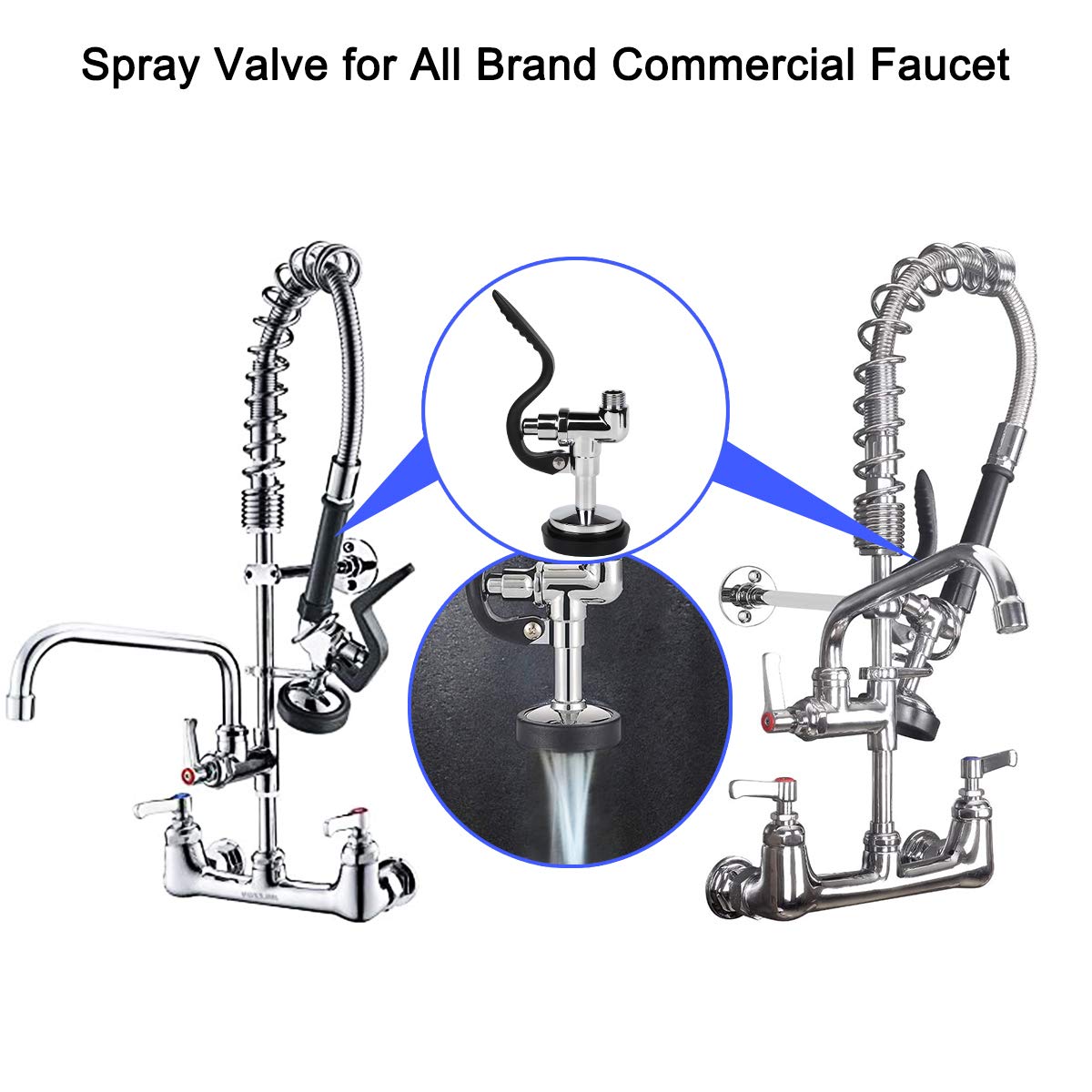 Kwode Pre-Rinse Spray Valve For Commercial Kitchen Sink Faucet Pre Rinse Sprayer Nozzle Replacement Head With 1.42 Gpm Spray Fac