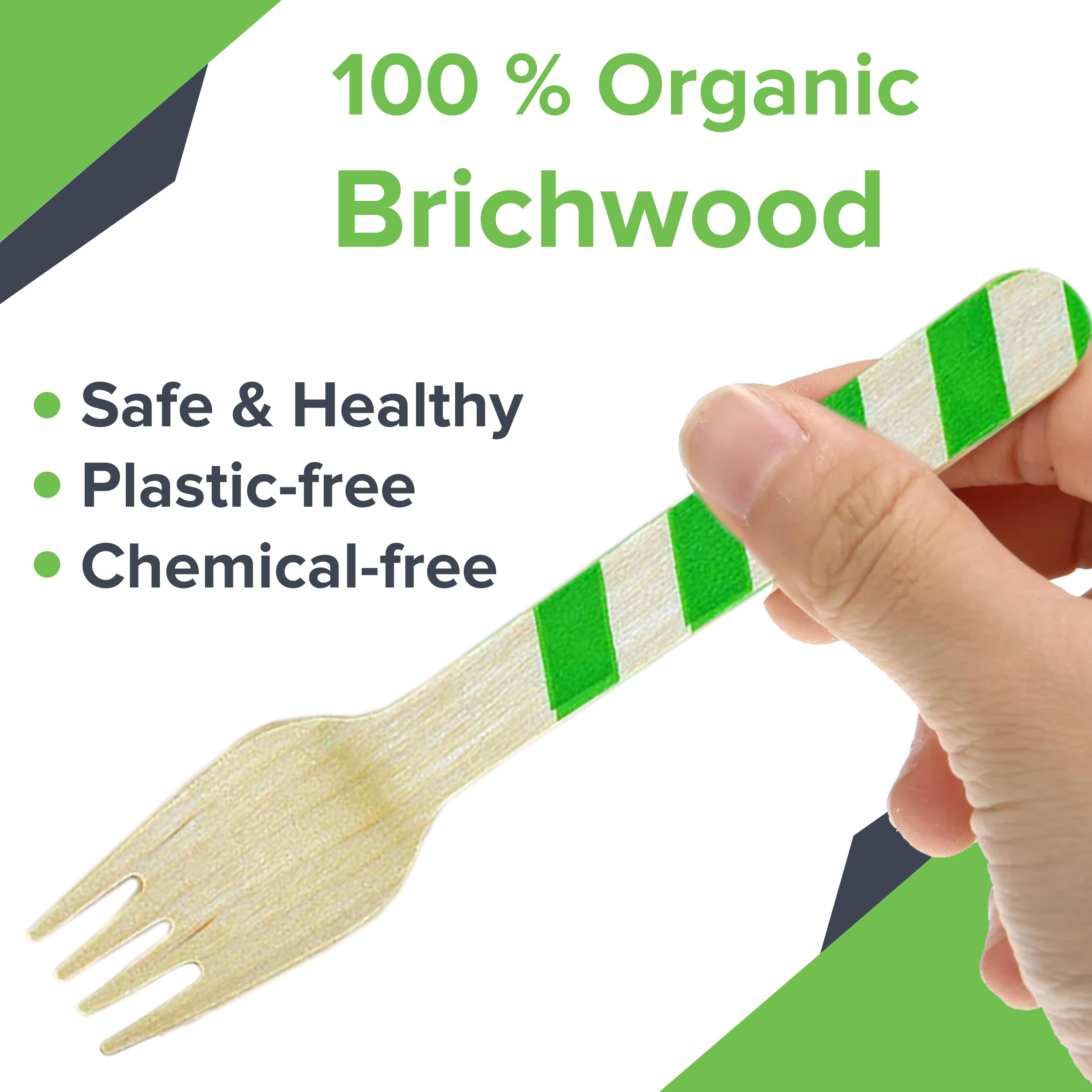 Perfect Stix Red And Green Striped Wooden Printed Forks. Pack Of 50 Printed Forks In Red And Green. 6 Inches In Length.Eco-Frien