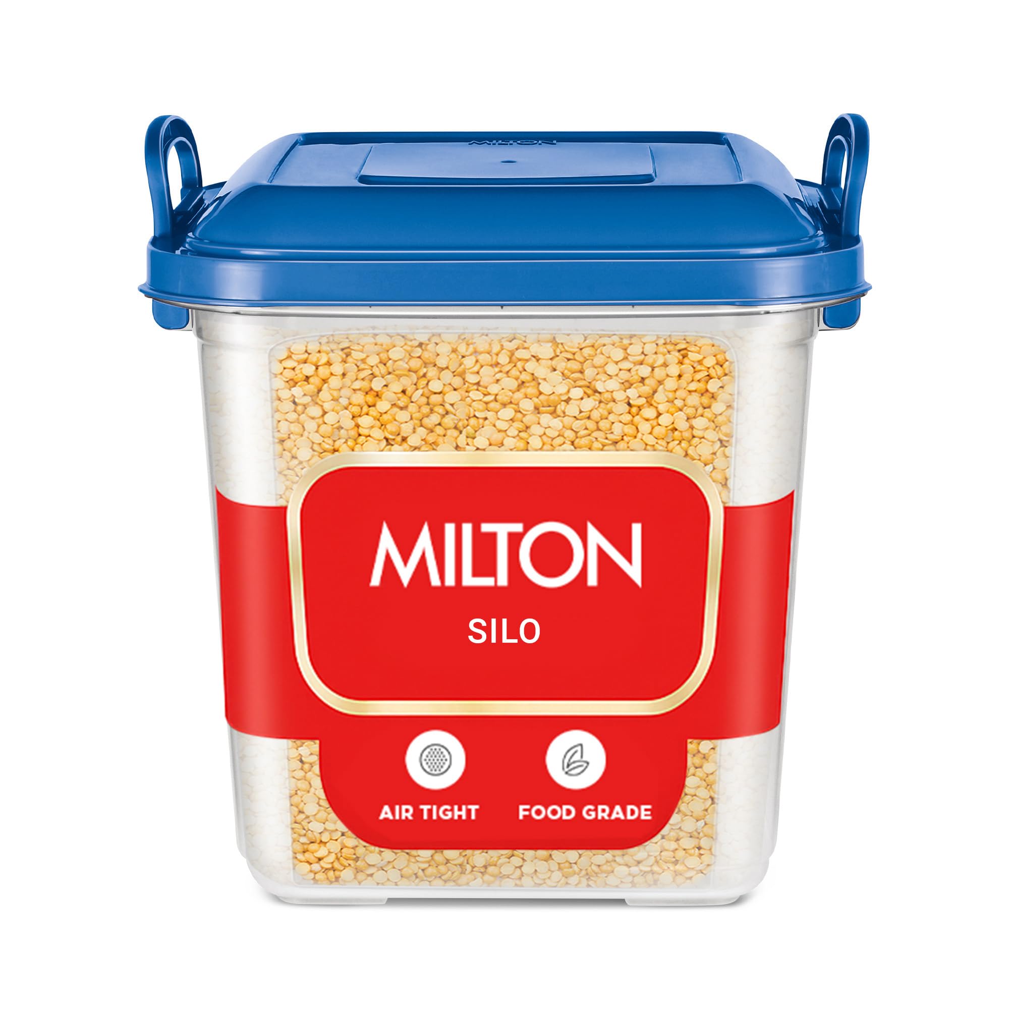 Milton Silo 18 Plastic Storage Container With Side Lock Handles, 1 Piece, 18 Litres, Blue, Transparent Boxes, Stackable And Nest