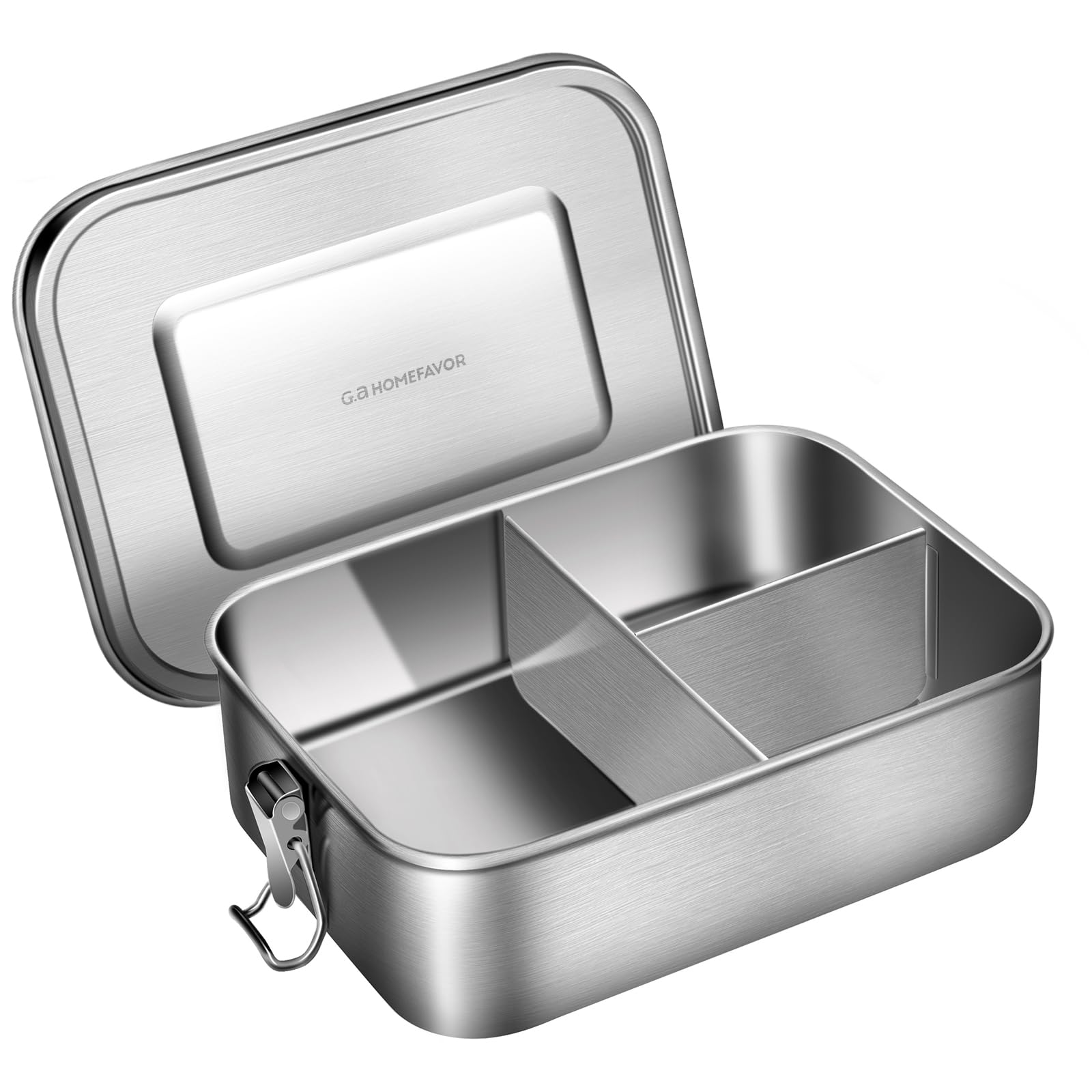 G.a HOMEFAVOR Leak Proof Stainless Steel Bento Box  Metal Lunch Container with 3-Compartment  1200ML  Perfect for Snacks and Salad  Dishwasher Safe