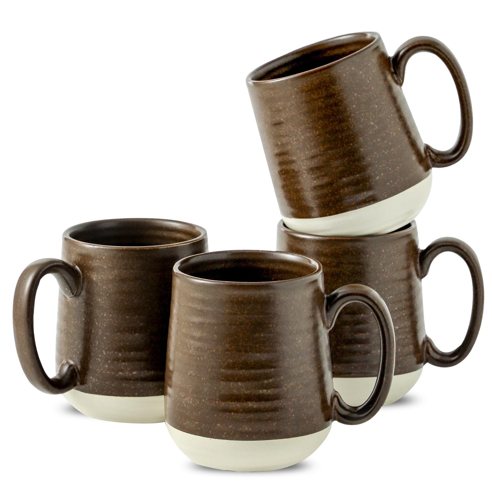 Hasense Ceramic Coffee Mug Set of 4, 15 oz Coffee Cups with Big Handles, Large Latte Mugs for Men and Women, Christmas Cups for 