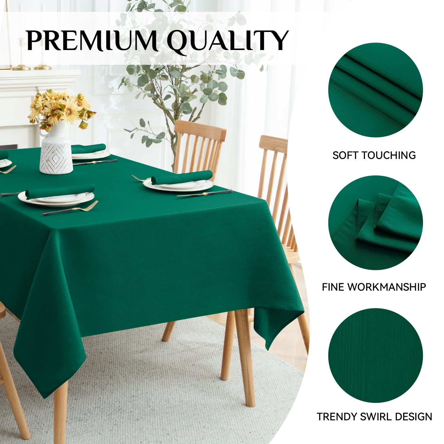 Softalker Jacquard Rectangle Tablecloth - Geometric Line Damask Table Covers Waterproof Stain Resistant Washable Polyester Table