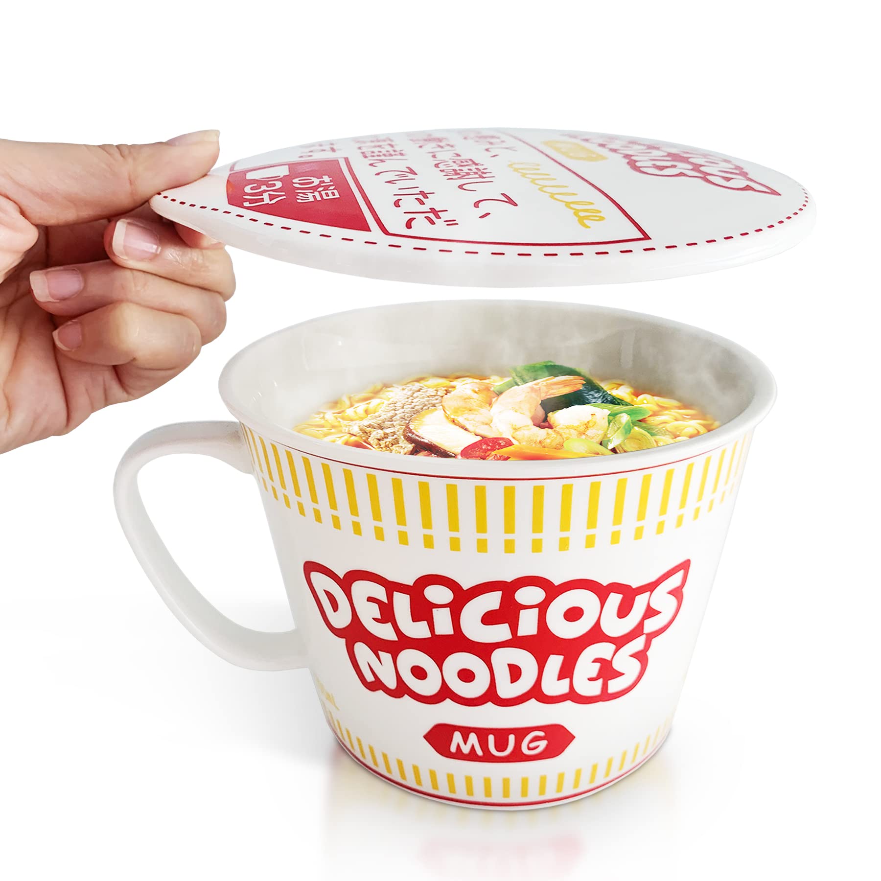 Sophie & Panda Porcelain Instant Noodle Bowl Mug With Handle 34 Oz - A Great Accessory For Anyone Who Loves Asian Noodles - One