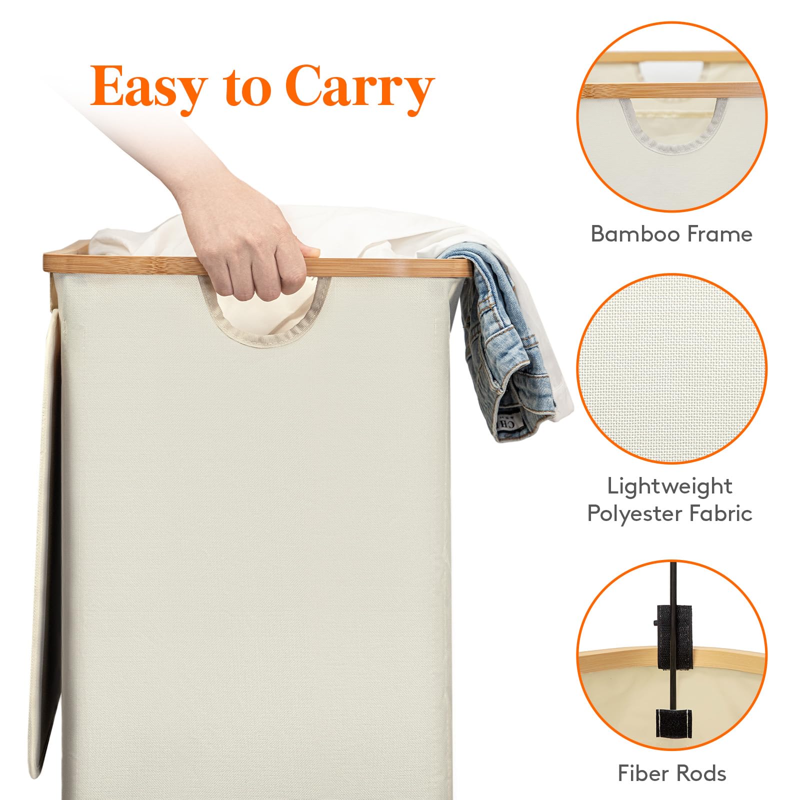 Lifewit 150L Double Laundry Hamper With Lid, Large Laundry Basket With Bamboo Handles And Removable Laundry Bags, Foldable Cloth