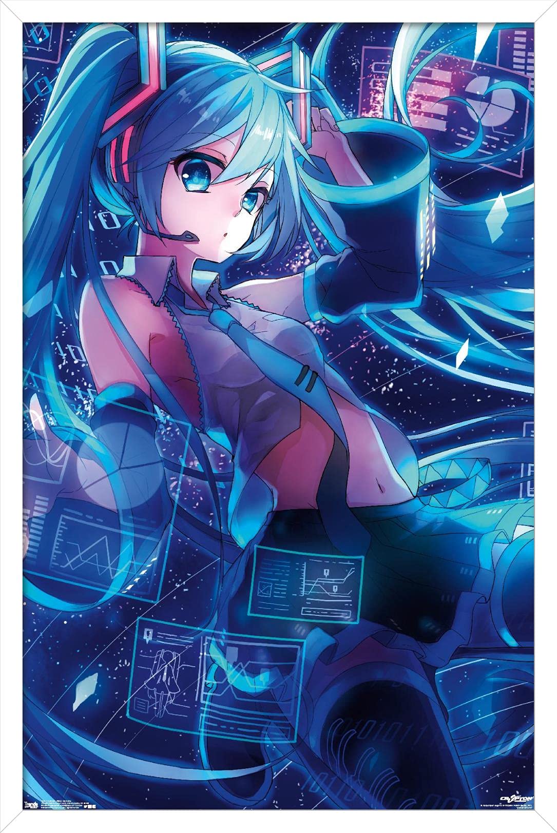 Trends International Hatsune Miku - Screens Wall Poster, 14.725'' X 22.375'', White Framed Version