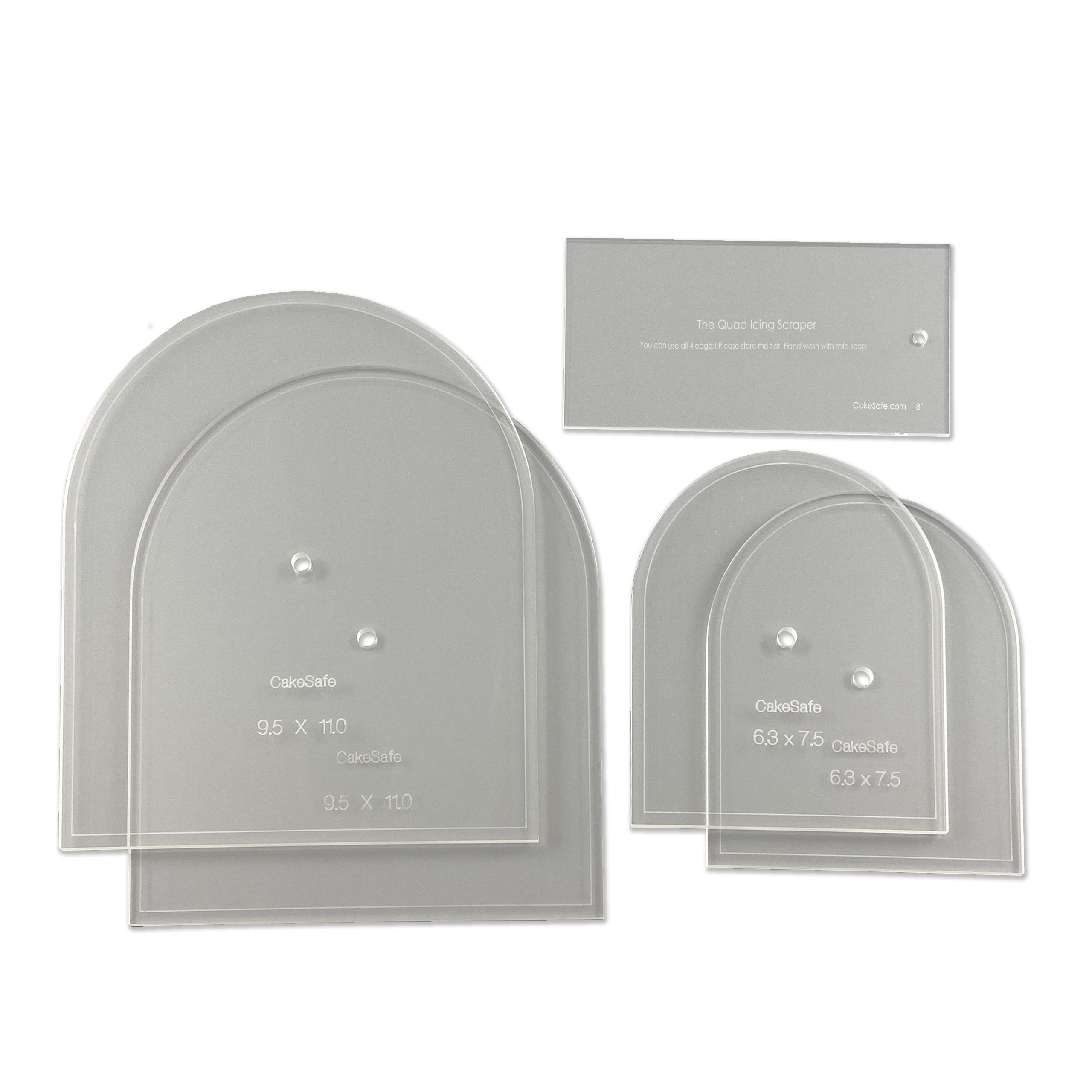 Cakesafe - Arch Disk Kit- 2 Arched Disk Sets W/Scraper-Unique Shaped Acrylic Disks For Cake Decorating