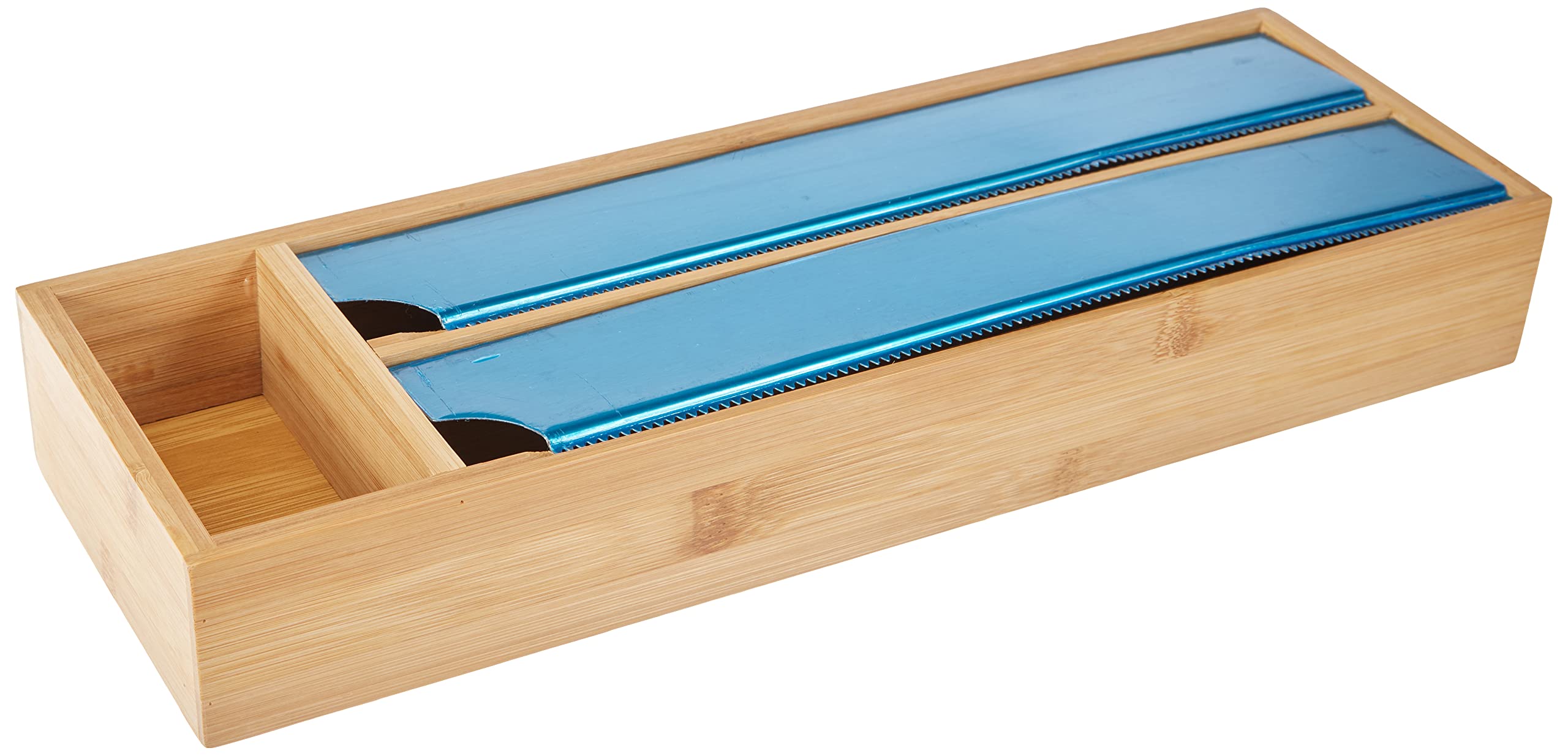 Zeller 25315 Storage Box For Tin Foil/Cling Film With Cutter L 39.5 X W 13 X H 5.4 Cm Bamboo/Stainless Steel