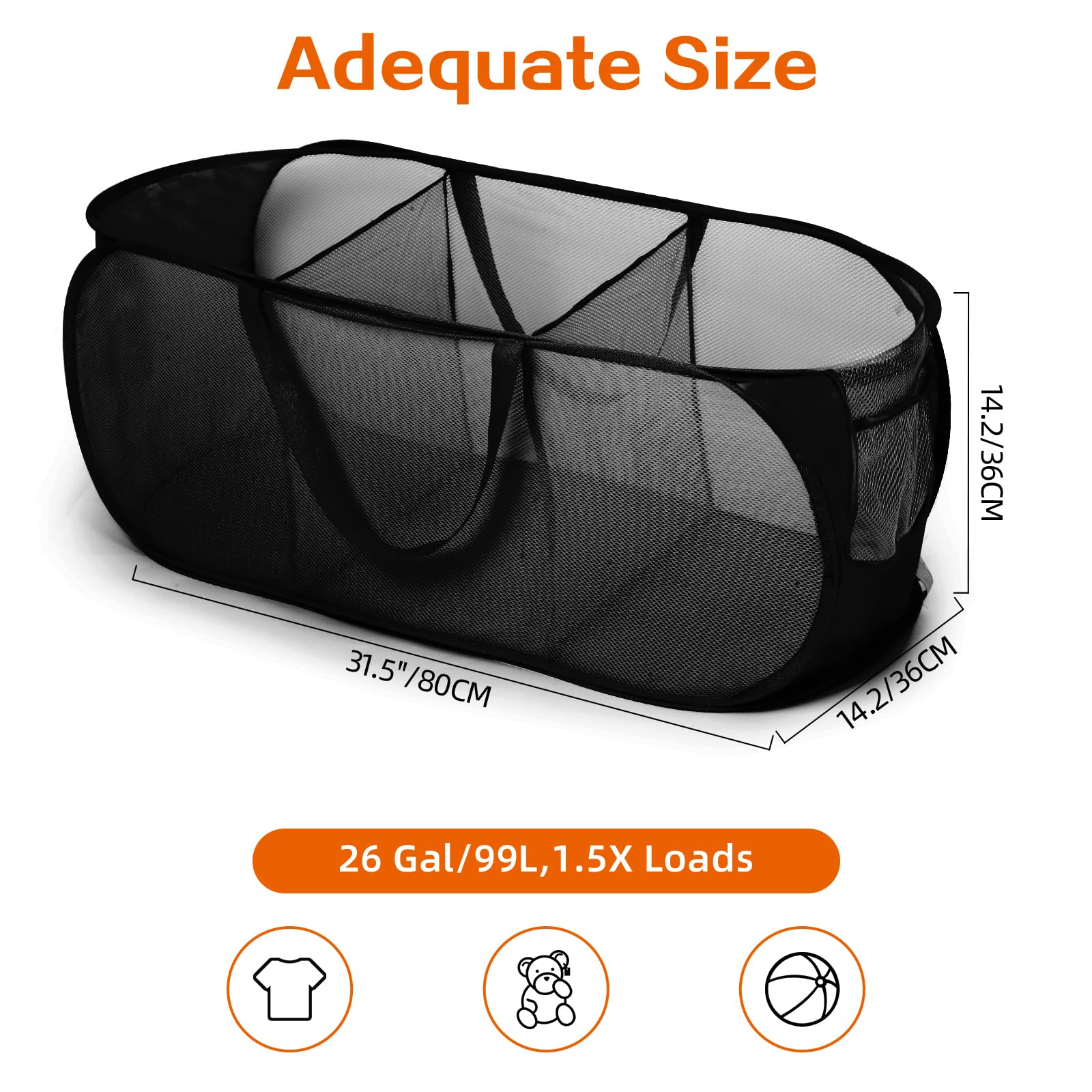 Foldable Laundry Baskets, Collapsible Mesh Laundry Hamper, Durable Pop Up Laundry Basket, 3 Compartments Clothes Hampers For Lau