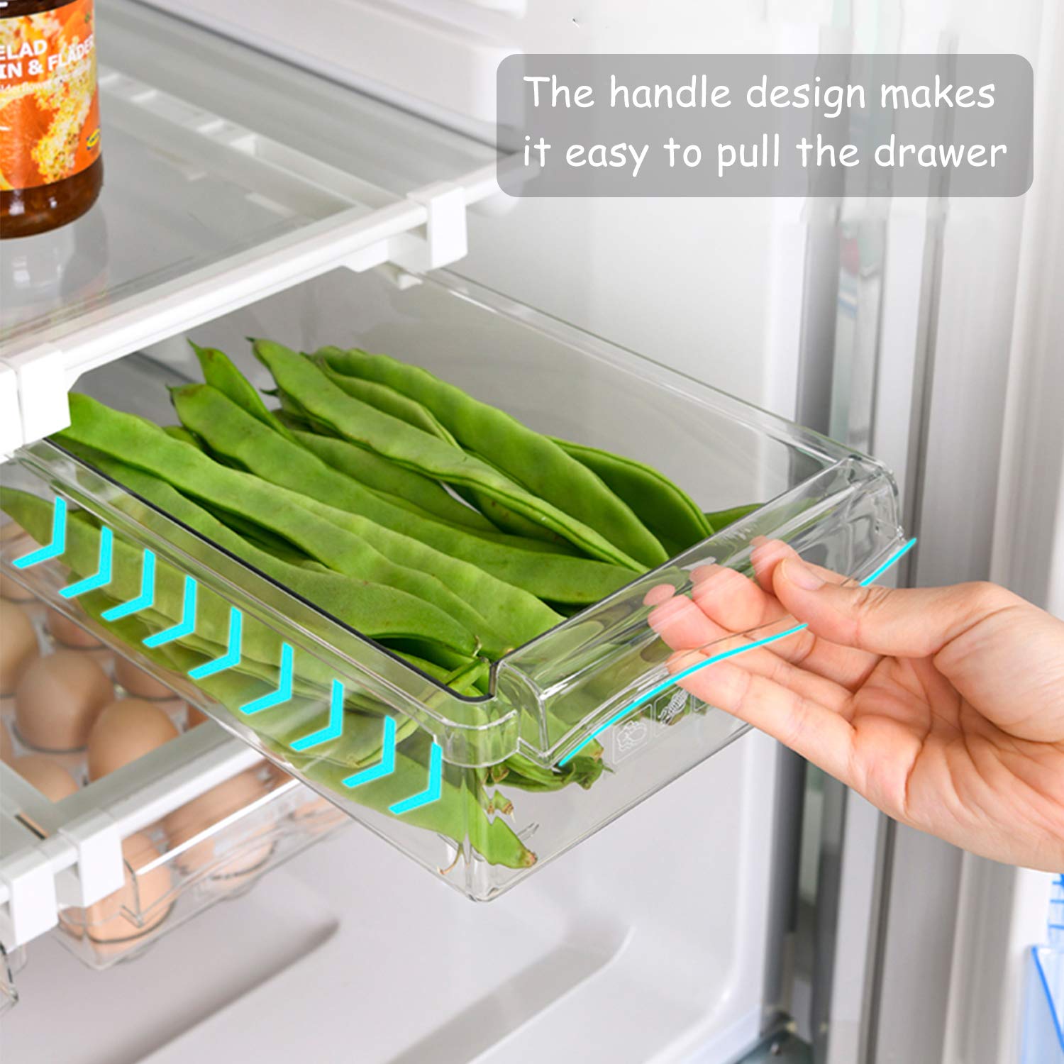 Uralfa 2 Pack Fridge Drawer Organizer, Refrigerator Drawers For Fruit And Vegetable, Refrigerator Organization And Storage Box,