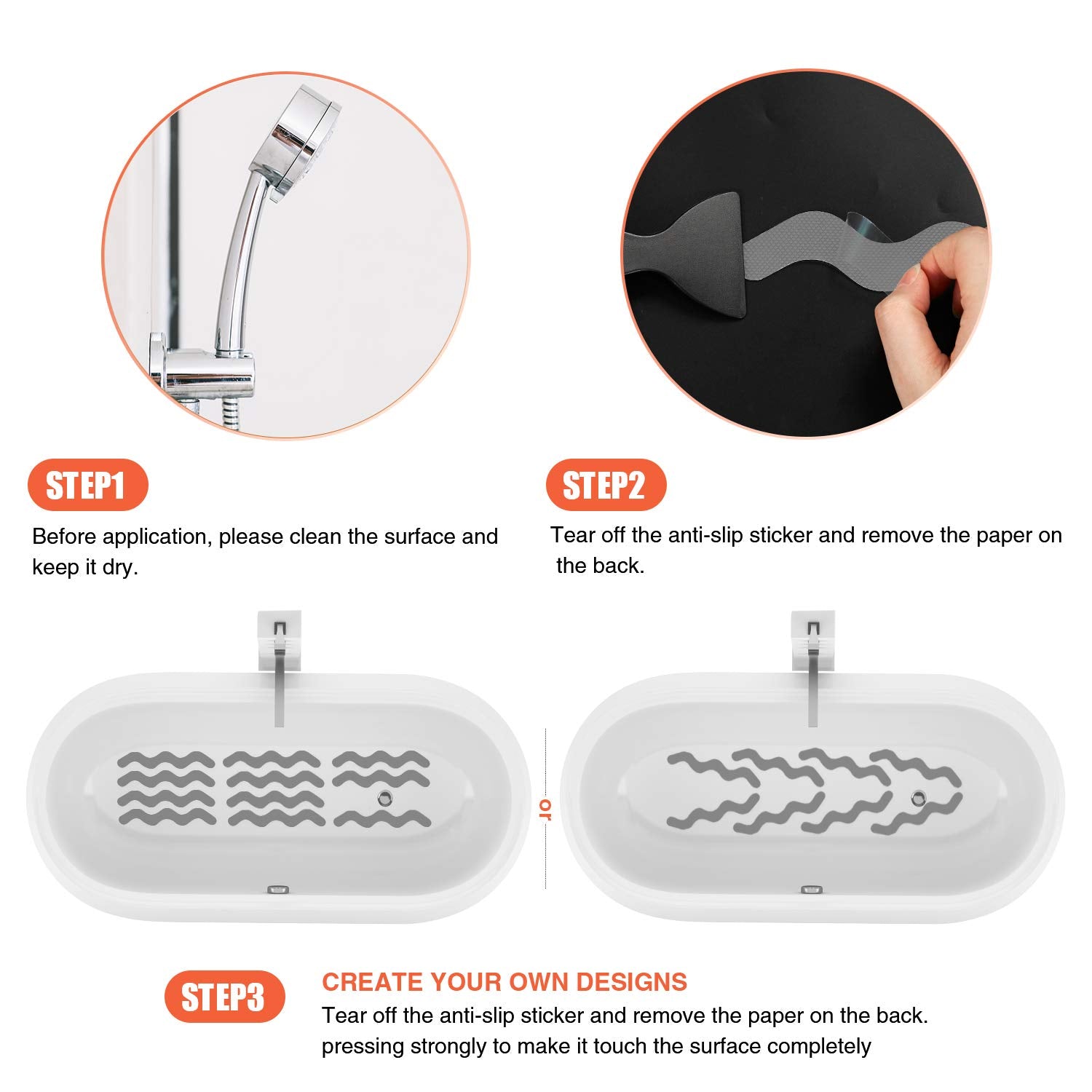 Secopad 36 PCS Anti Slip Shower Stickers  Safety Bathtub Strips Adhesive Decals with Premium Scraper for